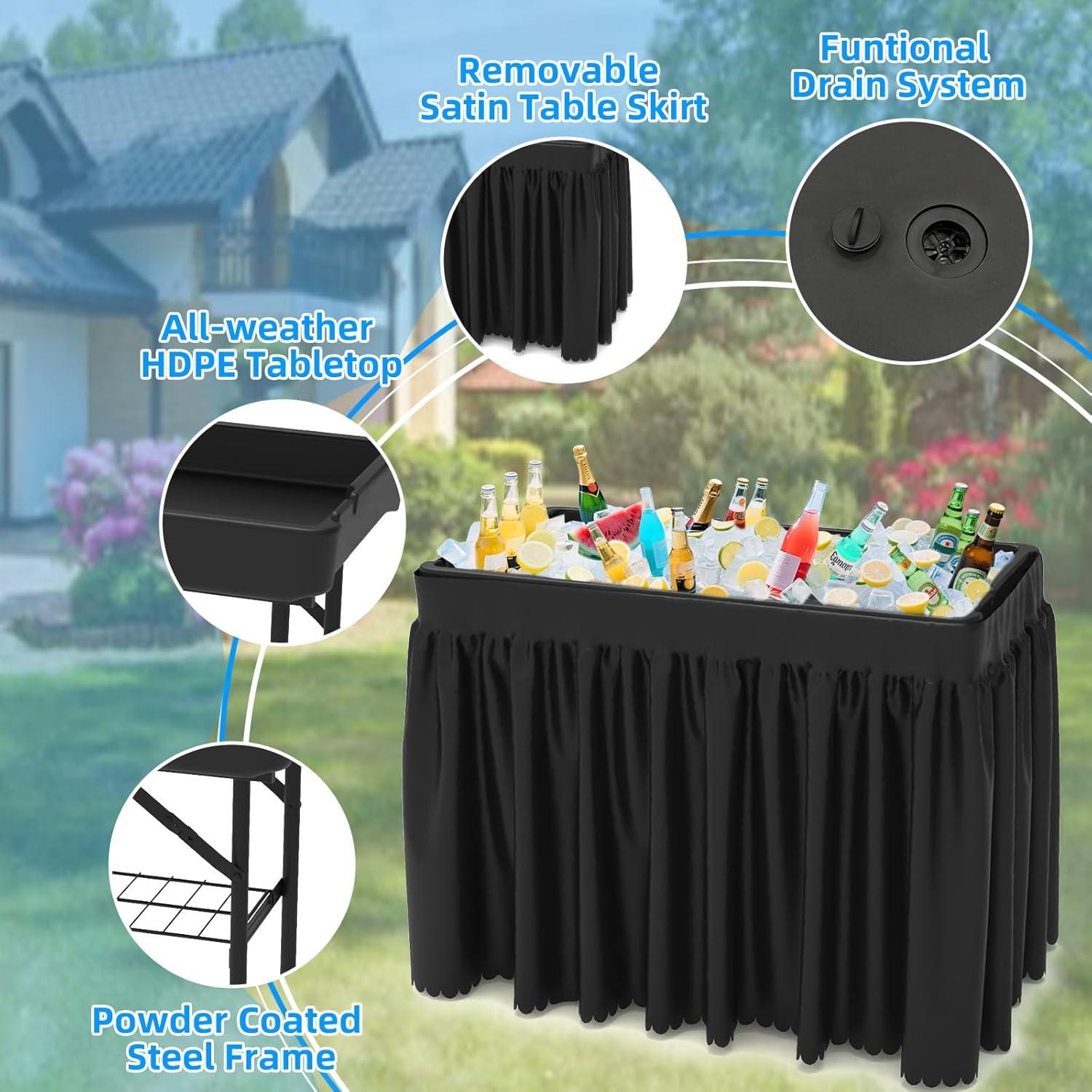 Mesa Enfriadora Plegable SHAREWIN para Bebidas Frías - Negra