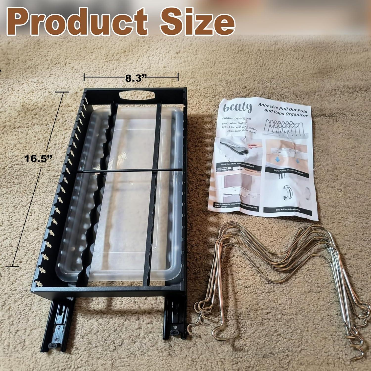 Organizador de Ollas y Sartenes Bealy - Extraíble, Ajustable, Negro