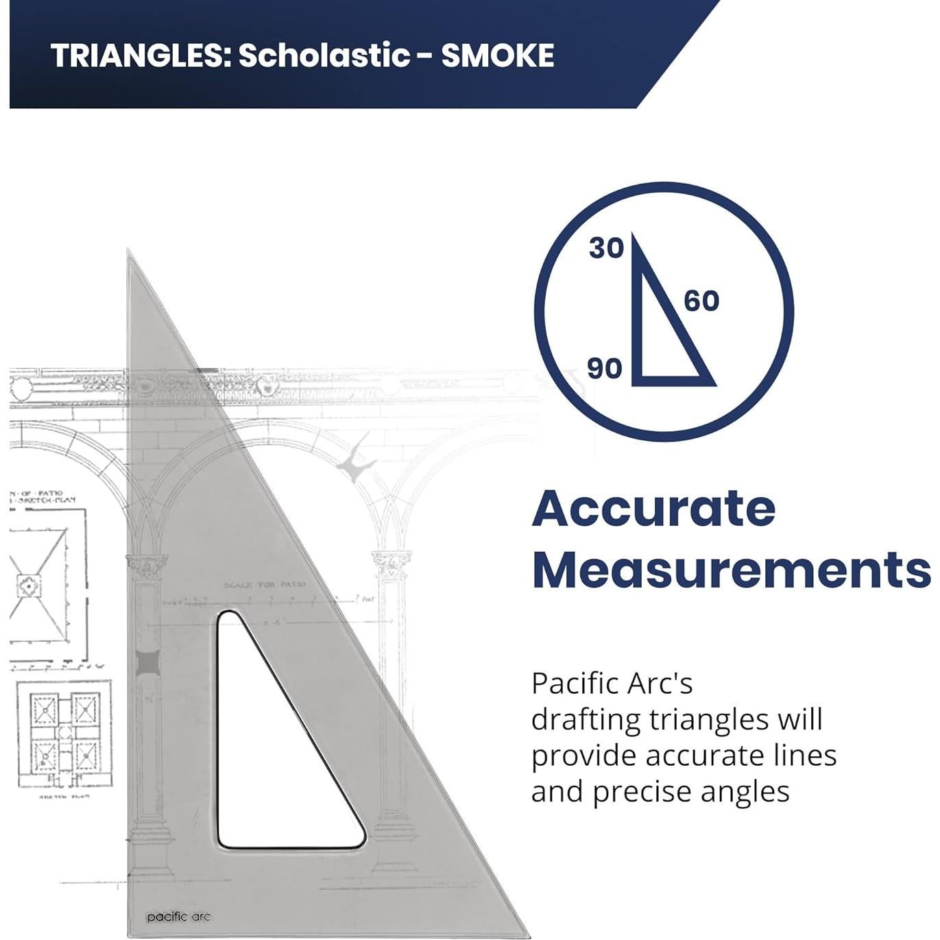 Triángulo Escolar Pacific Arc 10cm Humo 30/60 Poliestireno