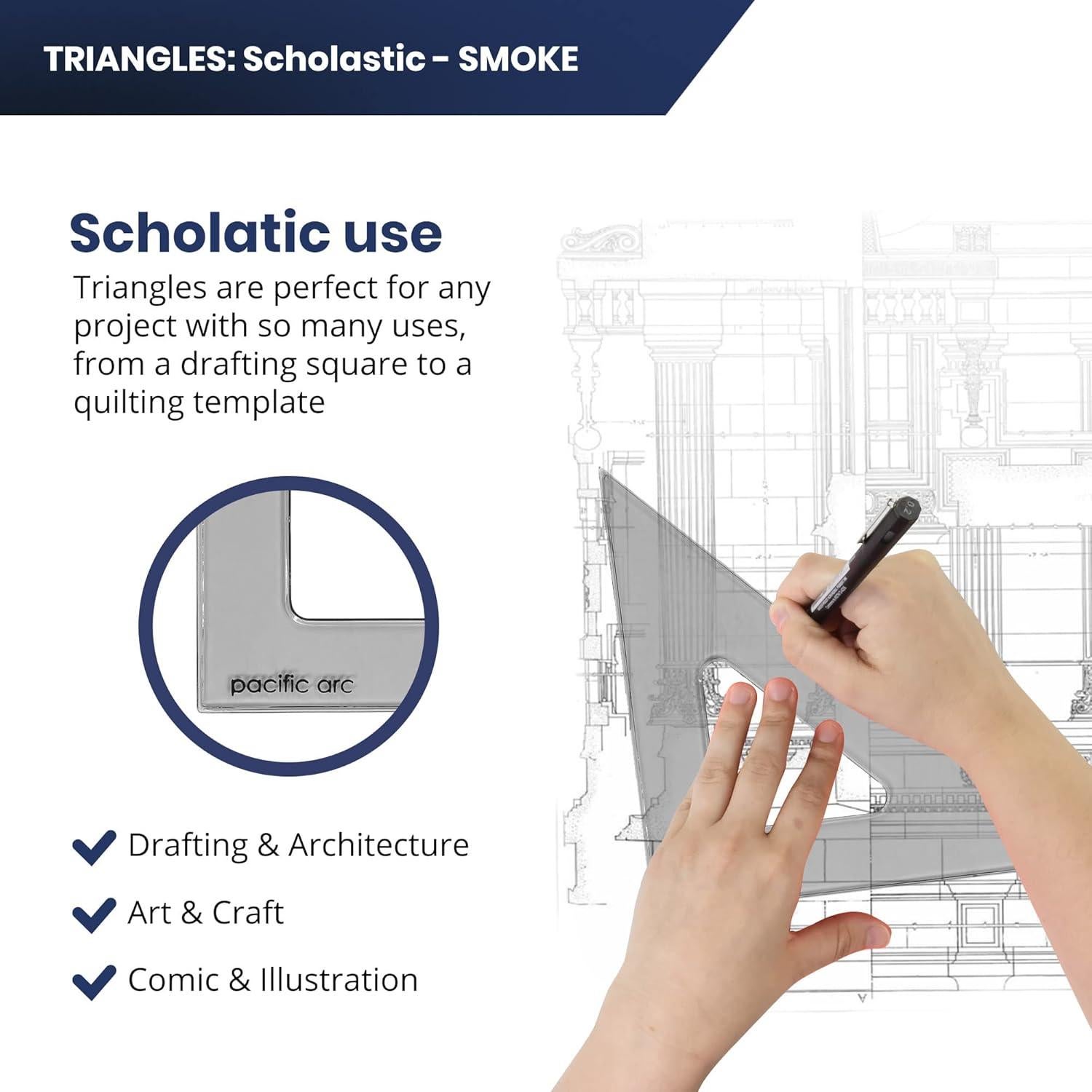 Triángulo Escolar Pacific Arc 10cm Humo 30/60 Poliestireno
