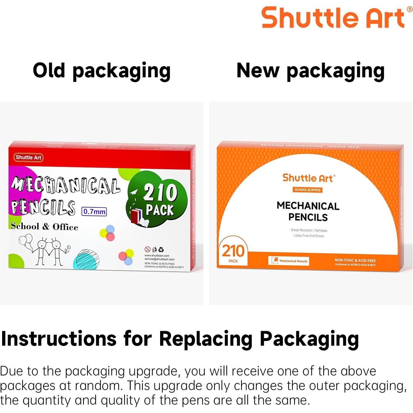 Lápices Mecánicos Shuttle Art 210 Piezas 0.7mm HB