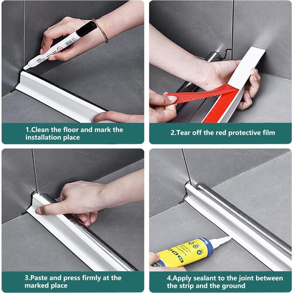 Dique de Ducha Colapsable KRUI 170 cm Silicona Blanco