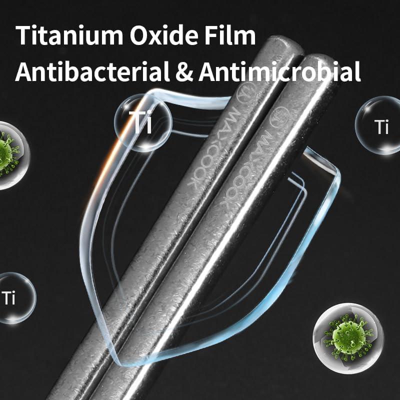 Palillos de Titanio Puro MAXCOOK - Reutilizables y Livianos (2 Pares)