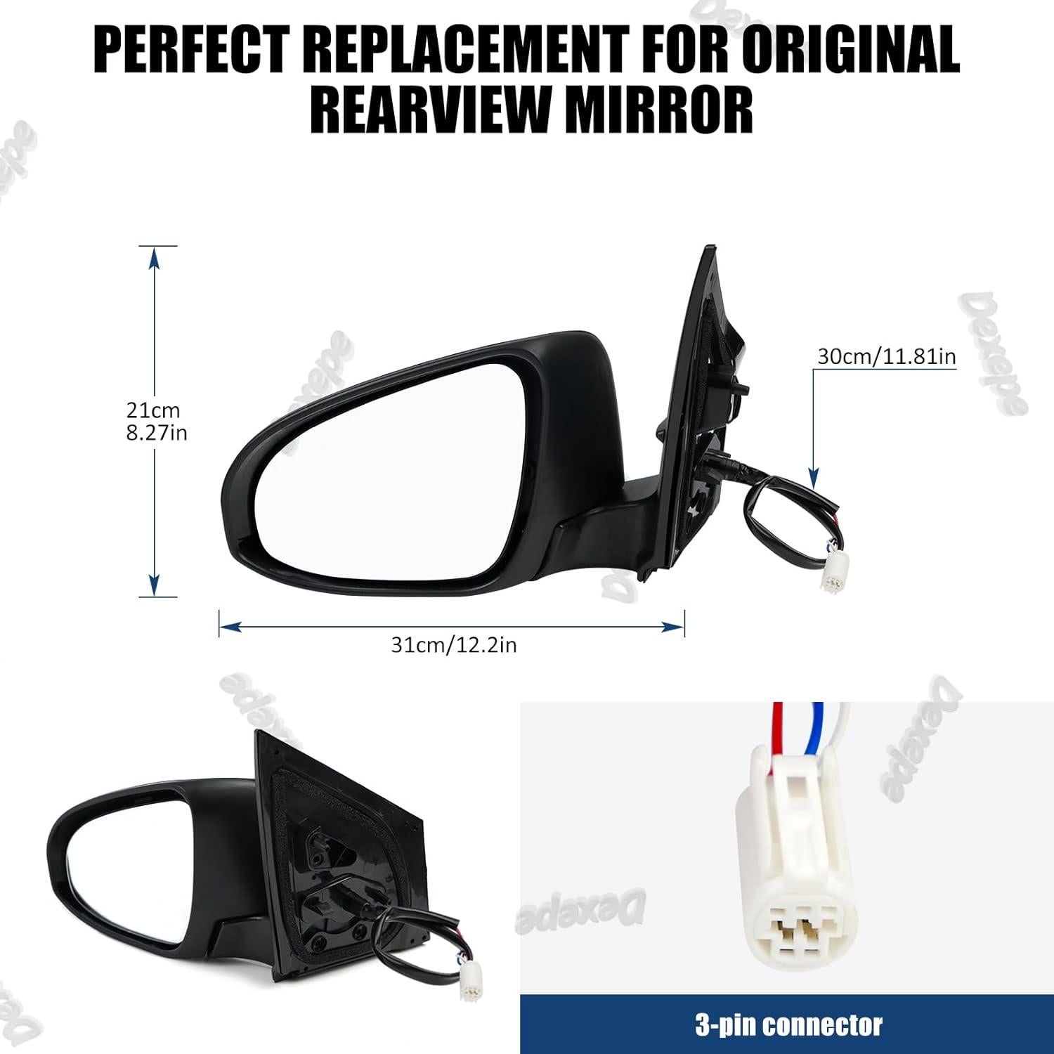 Espejo Lateral Izquierdo Dexepe para Toyota Corolla 2014-2019