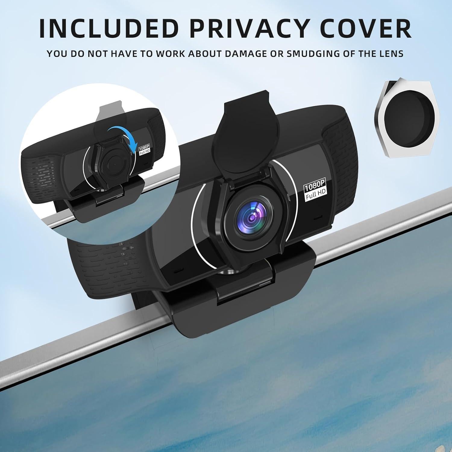 Cámara Web Full HD PEATOP 1080P con Micrófono y Trípode