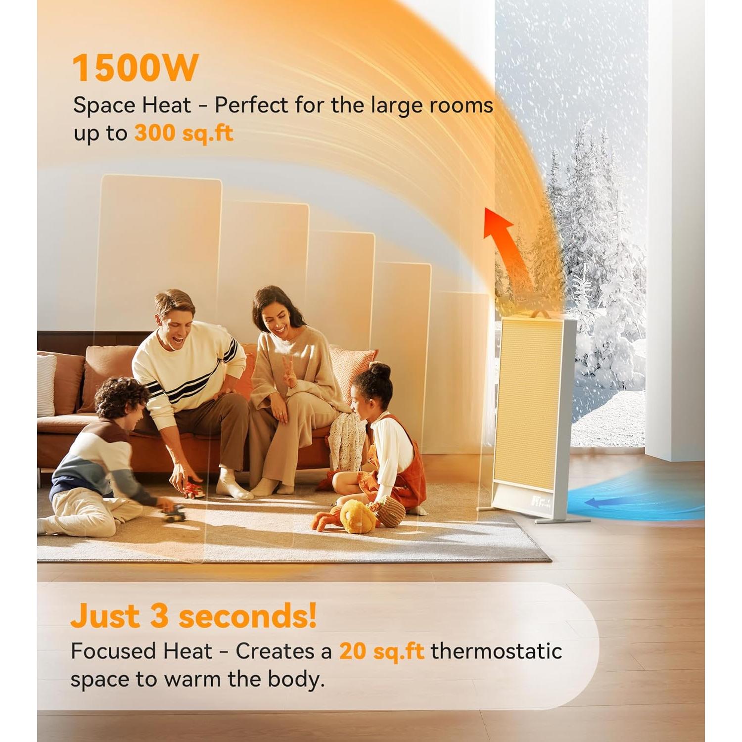 Calentador de Espacio Eléctrico SUNKOS SK-E2 1500W Silencioso