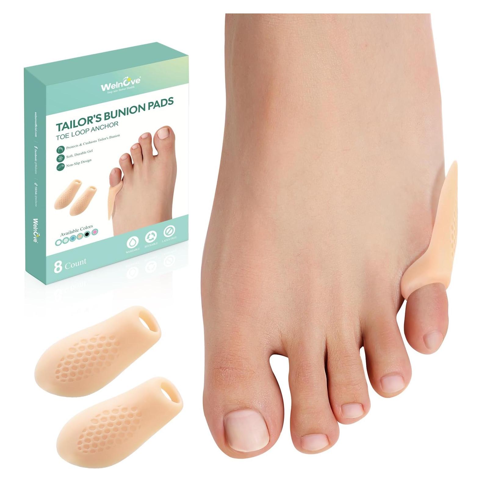 Protectores de Bunion Welnove - 8 Piezas Beige para Alivio