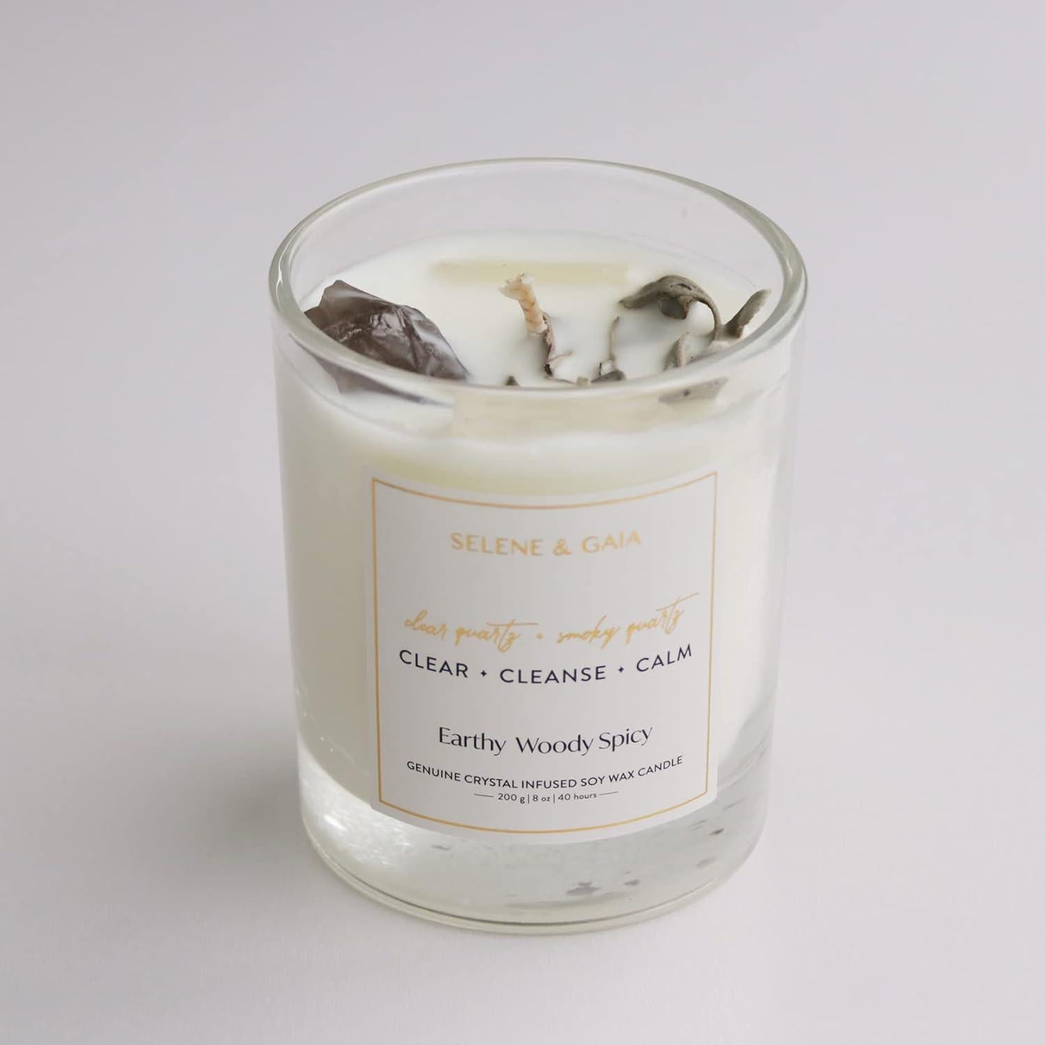 Vela de Soja con Cristales Selene & Gaia - 8 oz Aroma Masculino