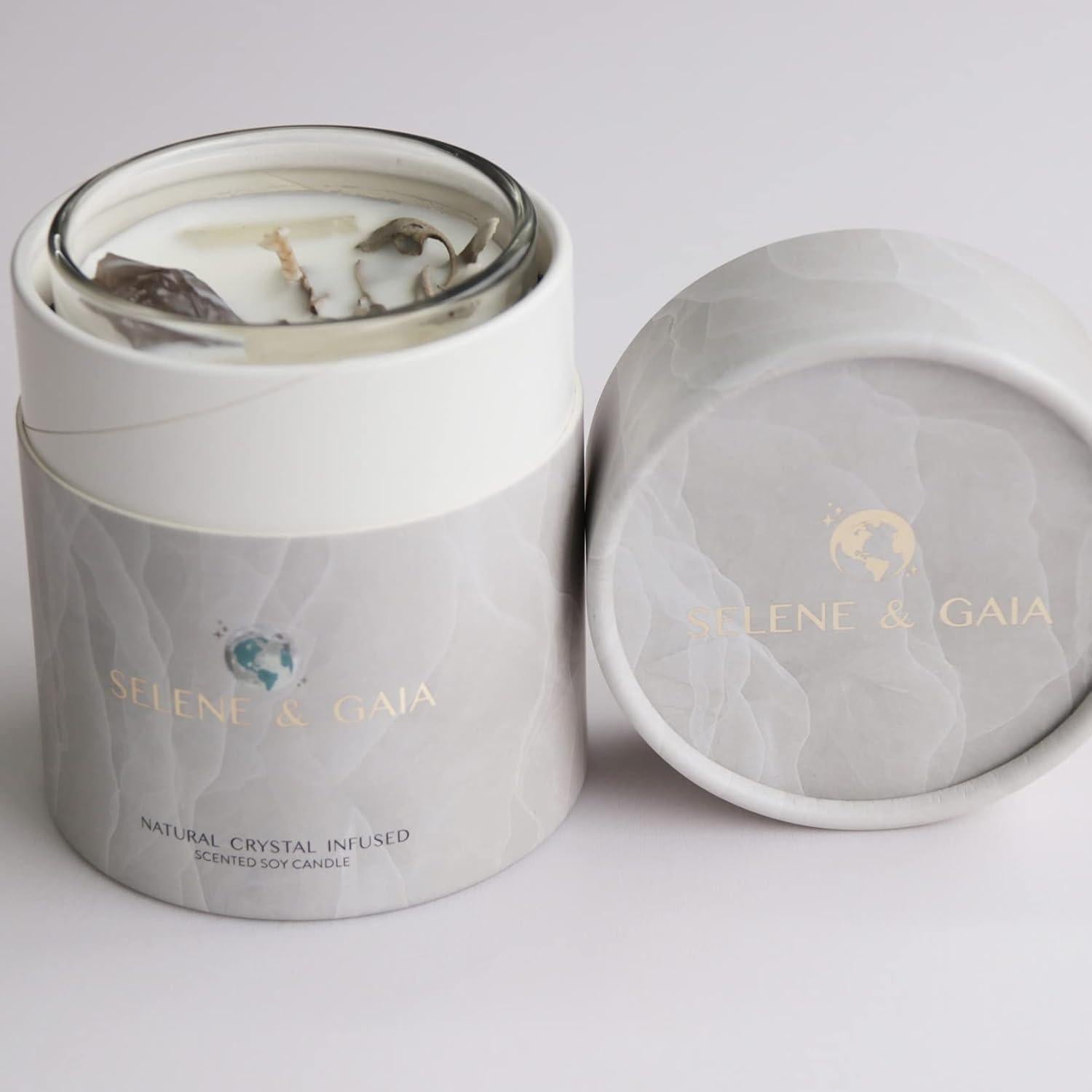 Vela de Soja con Cristales Selene & Gaia - 8 oz Aroma Masculino