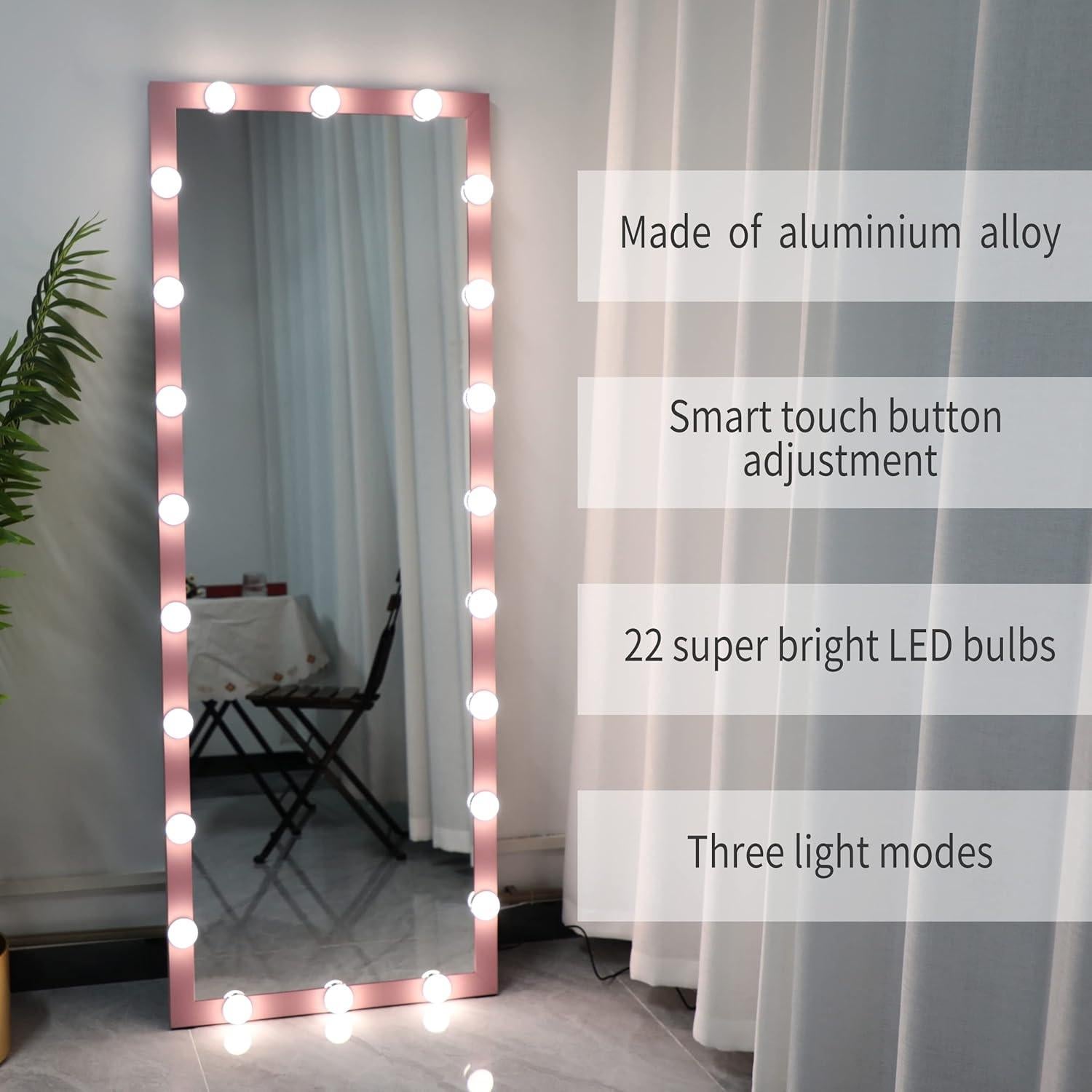 Espejo de Cuerpo Completo ANYHI 160x58 cm con Luces LED Ajustables