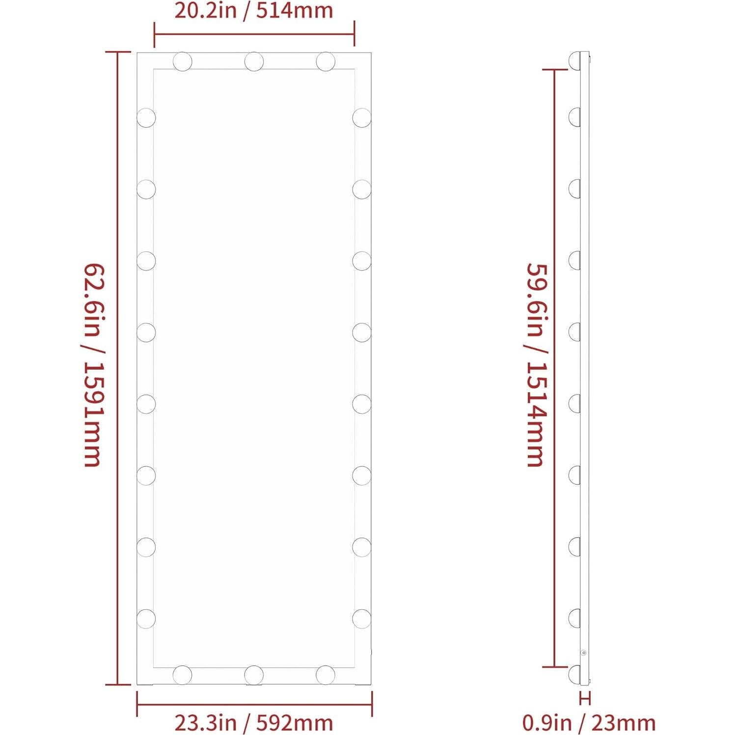 Espejo de Cuerpo Completo ANYHI 160x58 cm con Luces LED Ajustables