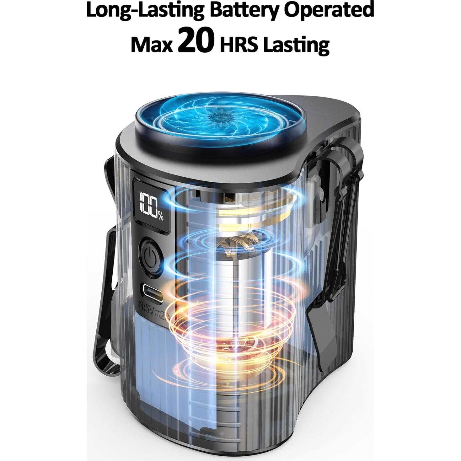 Ventilador Mini Portátil COMLIFE K20 5 Velocidades 20H Batería