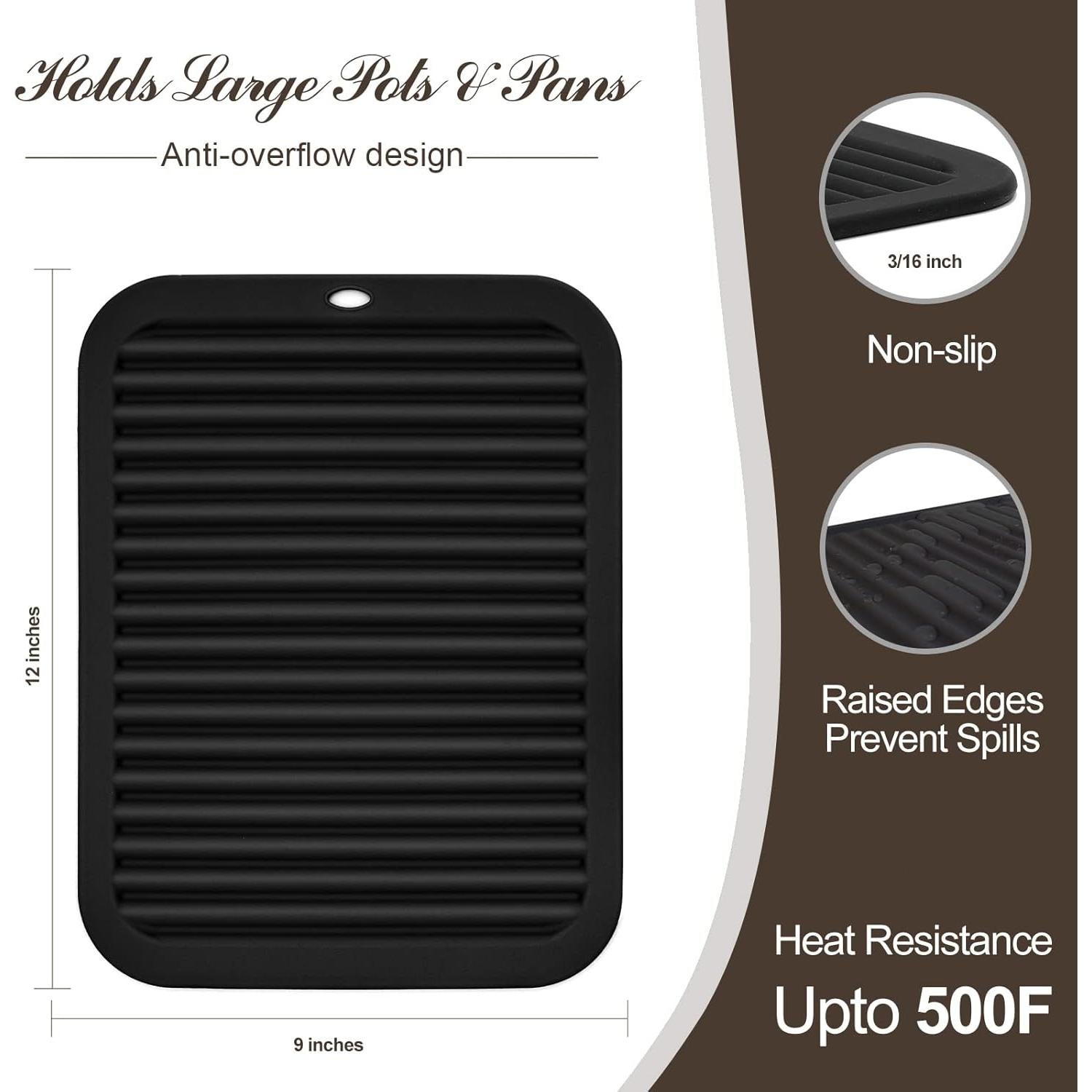 Mats de Silicona Breeze Touch Antideslizantes 4 Piezas Negro