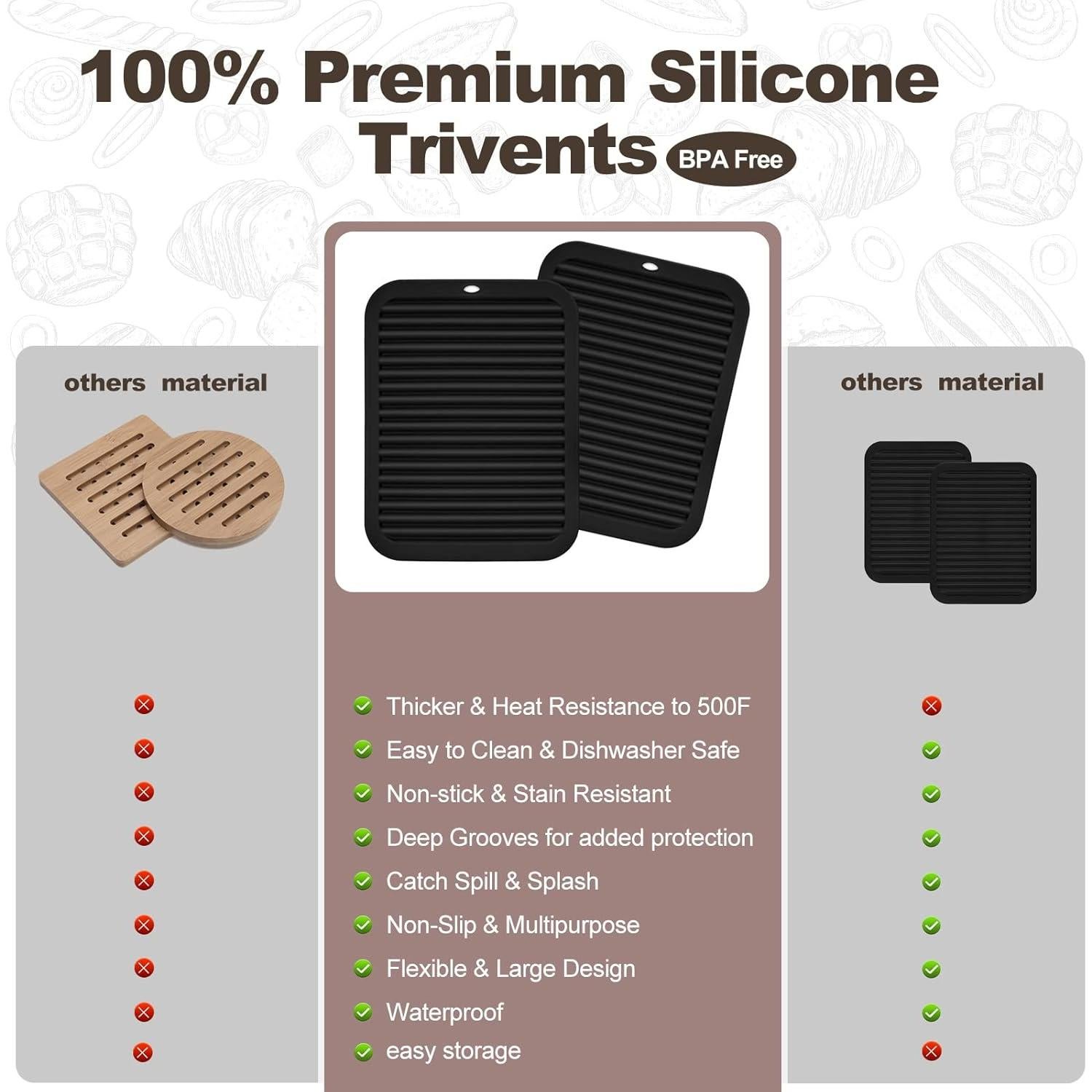 Mats de Silicona Breeze Touch Antideslizantes 4 Piezas Negro