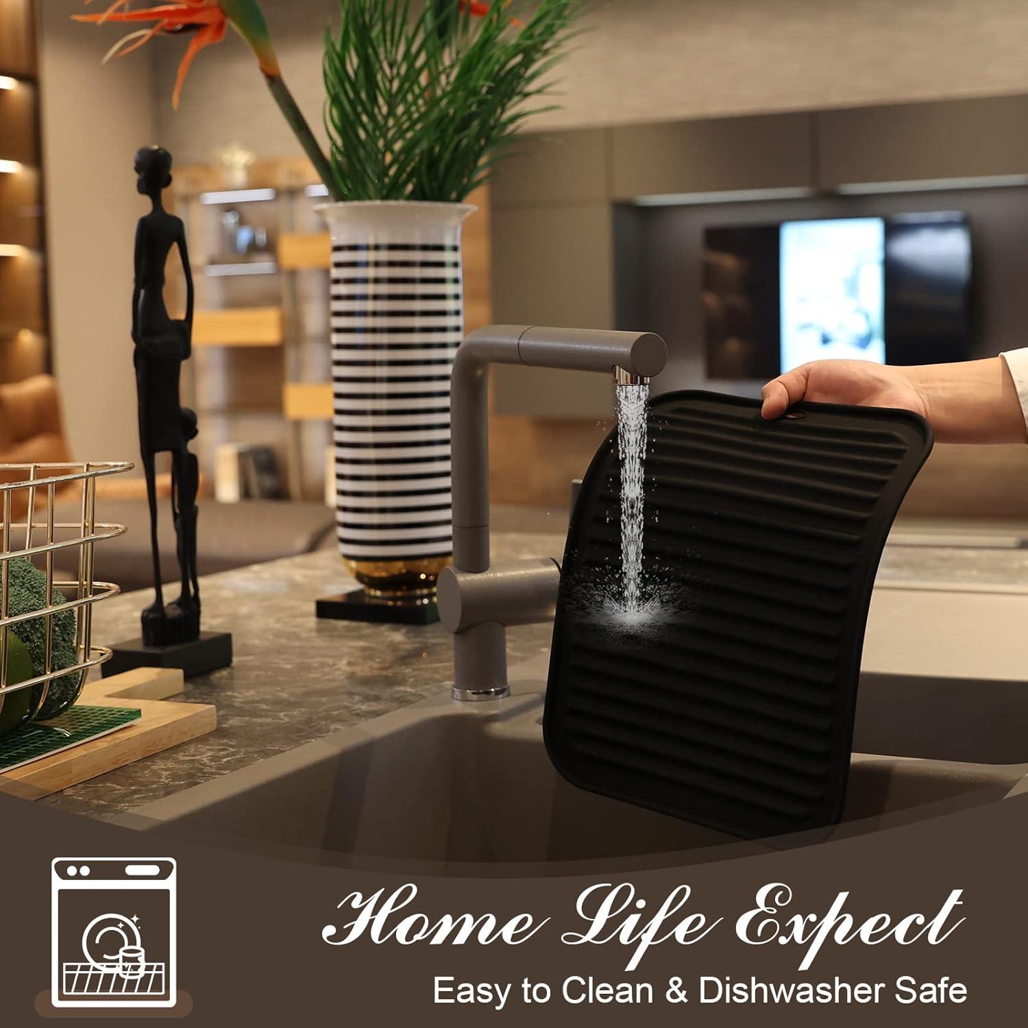 Mats de Silicona Breeze Touch Antideslizantes 4 Piezas Negro