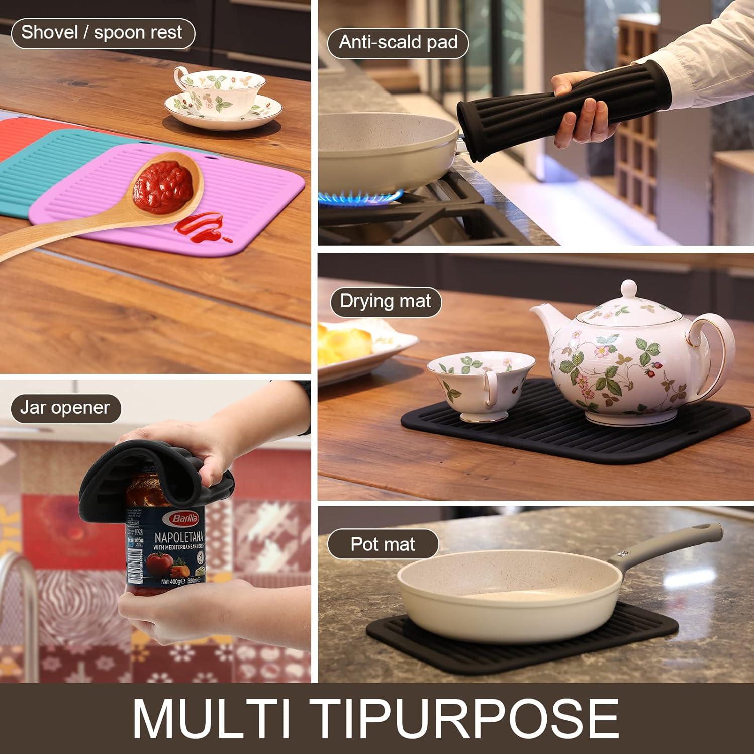 Mats de Silicona Breeze Touch Antideslizantes 4 Piezas Negro