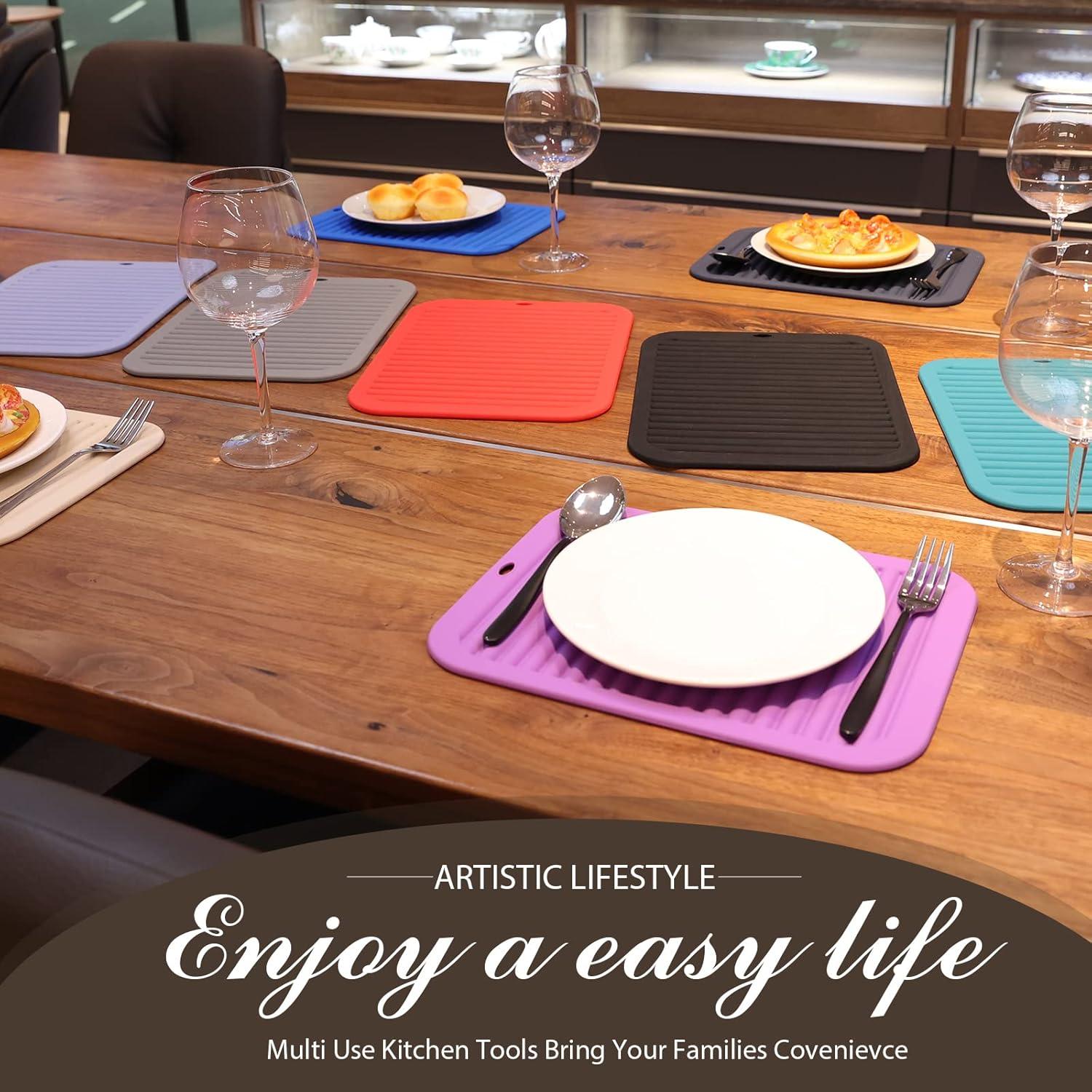 Mats de Silicona Breeze Touch Antideslizantes 4 Piezas Negro