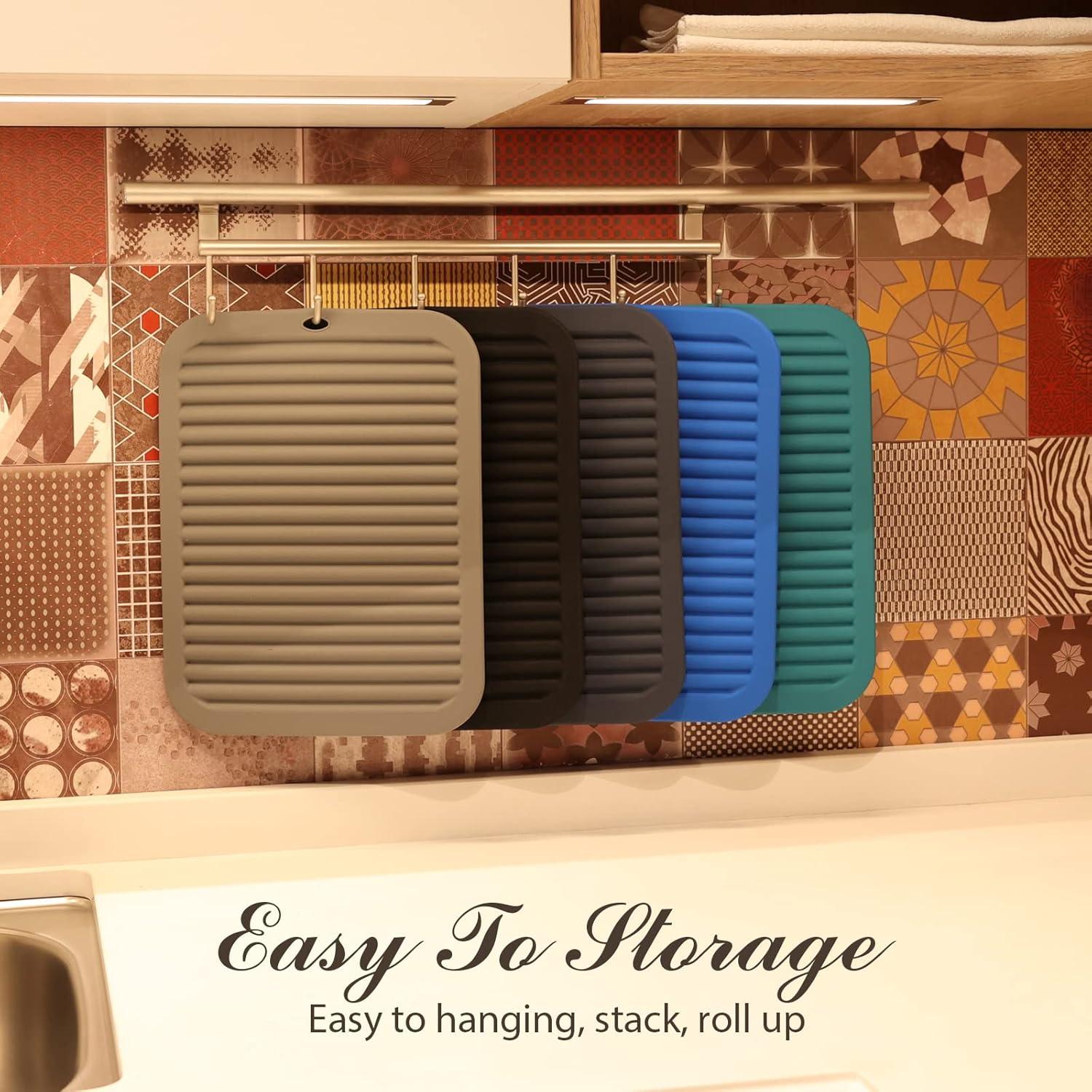 Mats de Silicona Breeze Touch Antideslizantes 4 Piezas Negro