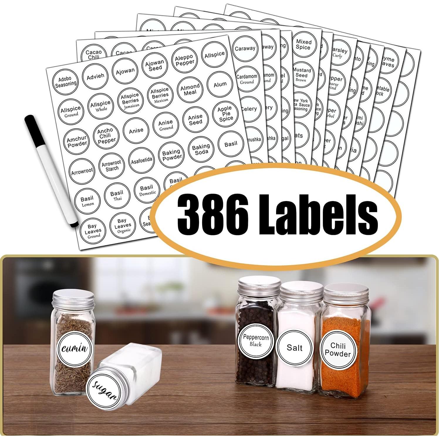 Organizador de Especias SWOMMOLY con 32 Frascos de Vidrio y Etiquetas