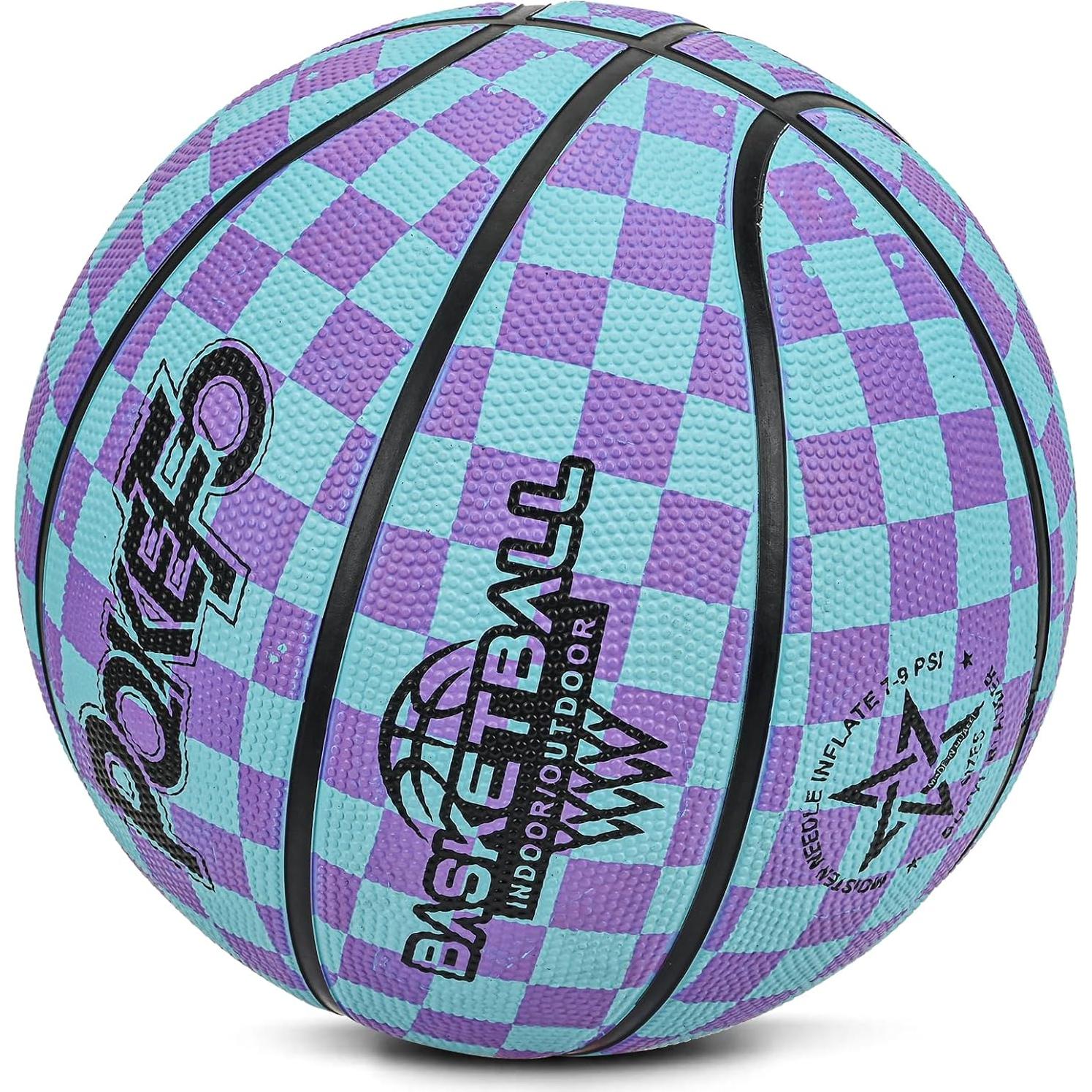 Balón de Baloncesto PQKEFO Tamaño 5 Goma Azul Púrpura