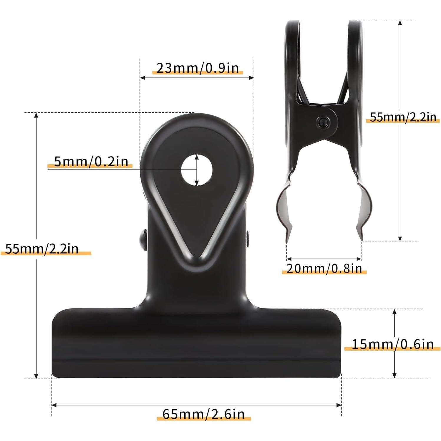 Clips de Bulldog SIAMESE 4 Pcs 65mm Metal Negro para Sellado