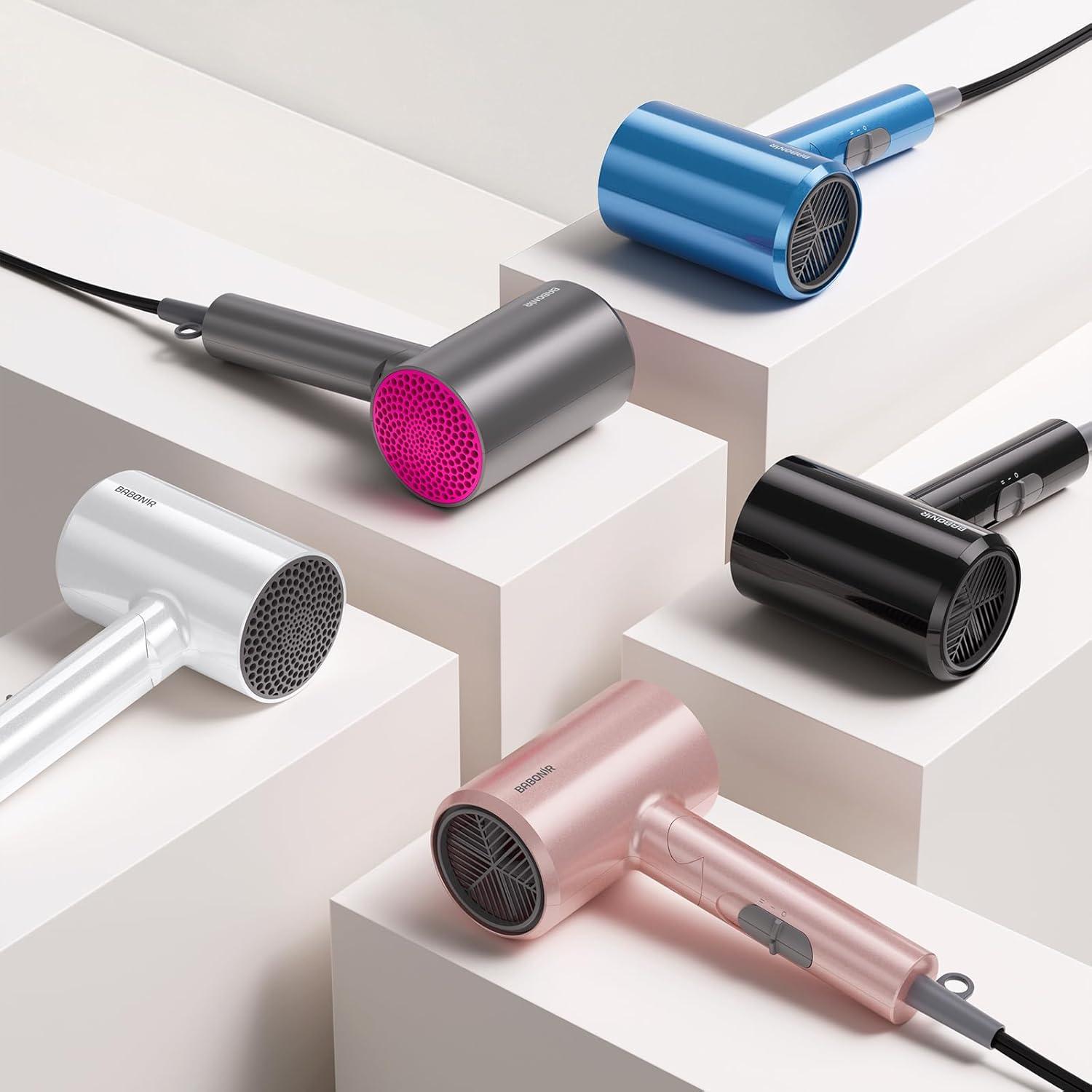 Secador de Pelo Iónico BABONIR 1875W Plegable Negro