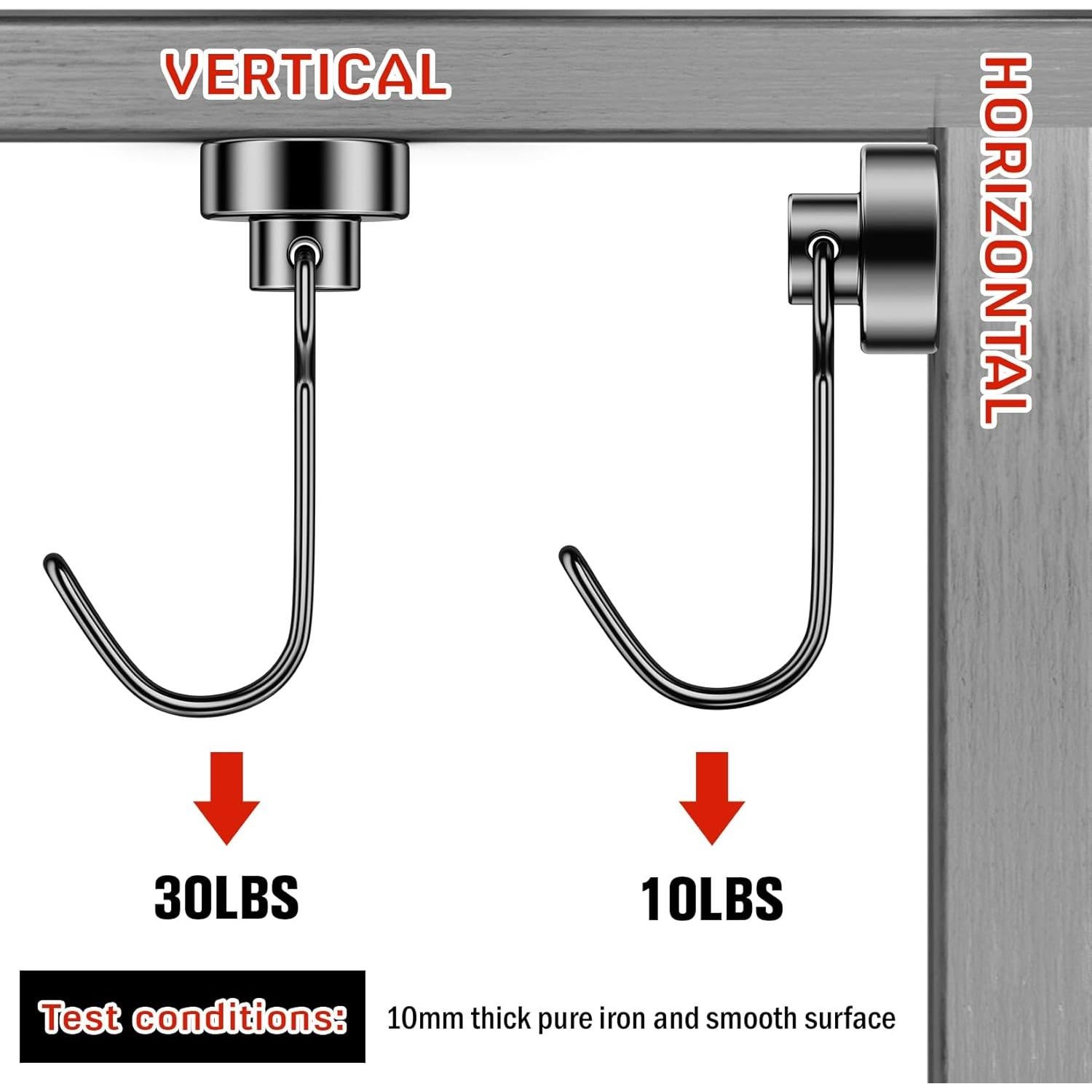 Ganchos Magnéticos FINDMAG 13.61 kg 6 Paquete Negro Giratorio