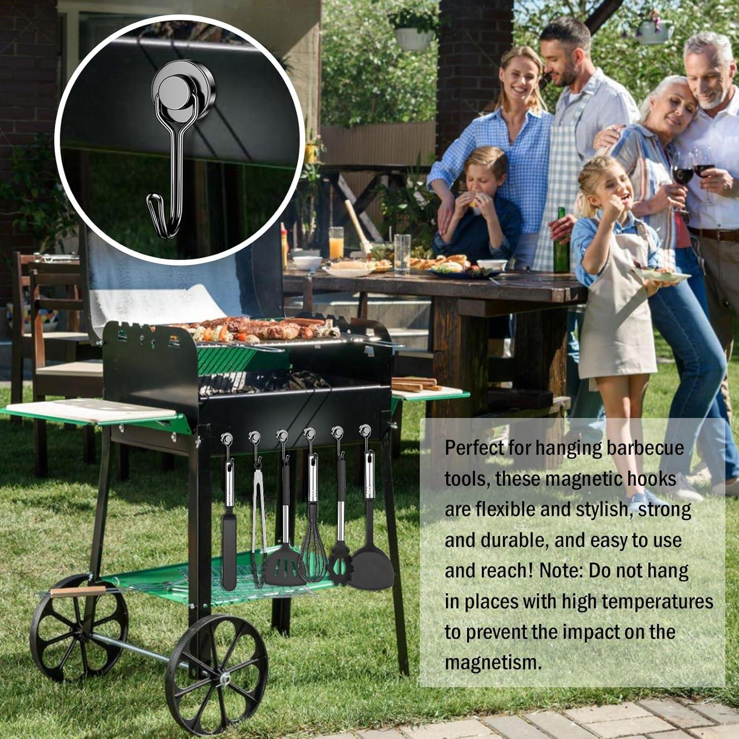 Ganchos Magnéticos FINDMAG 13.61 kg 6 Paquete Negro Giratorio