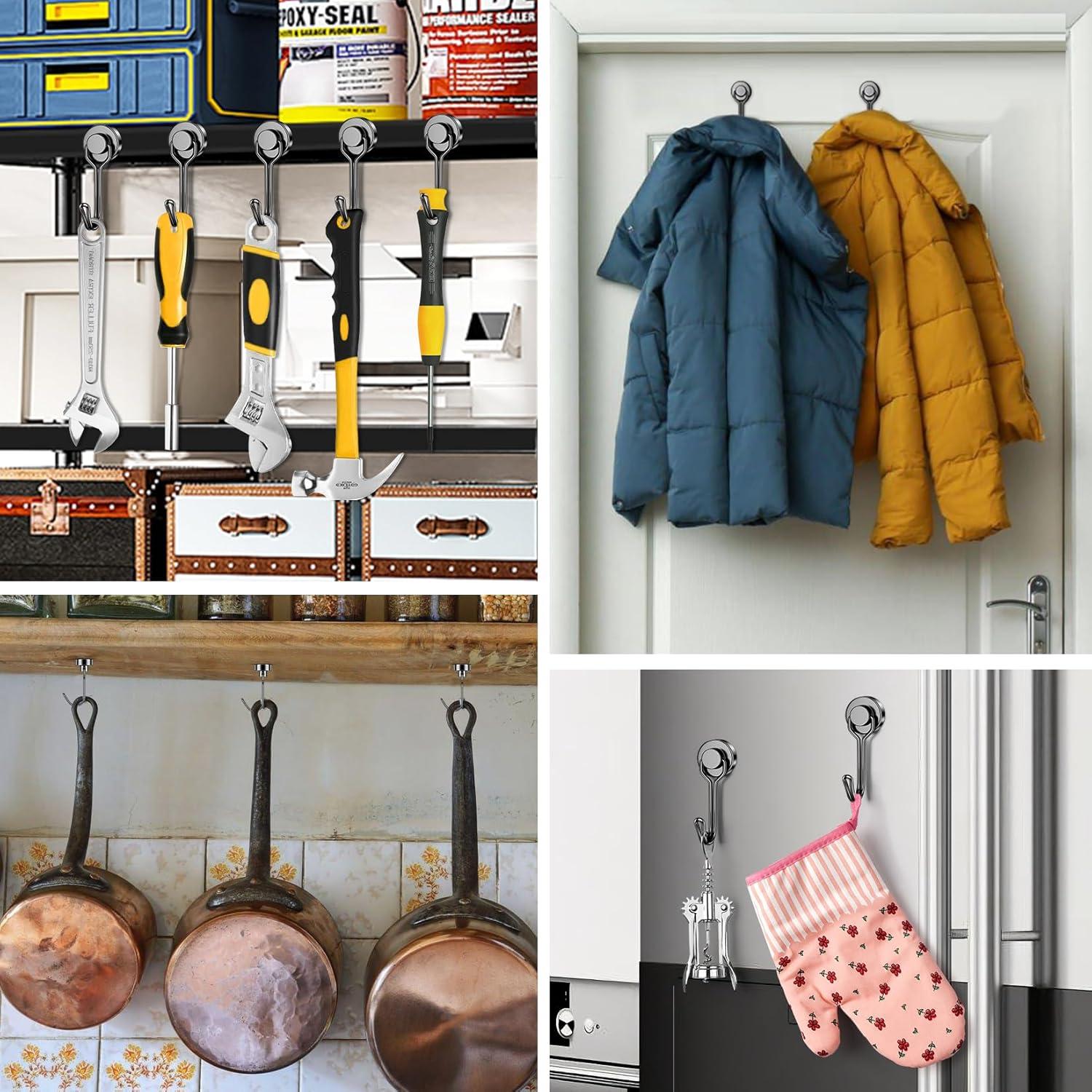 Ganchos Magnéticos FINDMAG 13.61 kg 6 Paquete Negro Giratorio