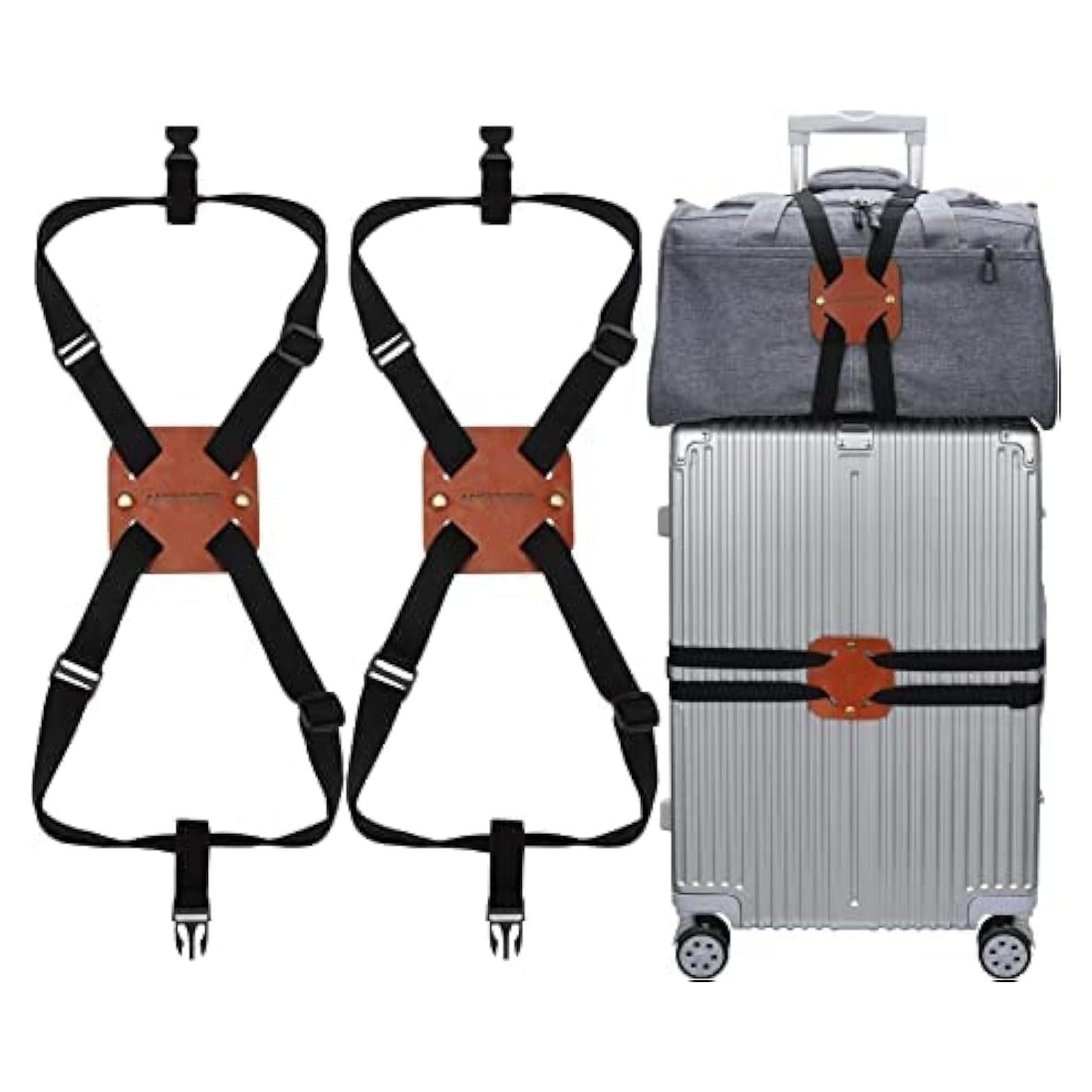 Correas de Equipaje Bungee Lapinchen 2Pack Marrón Ajustables