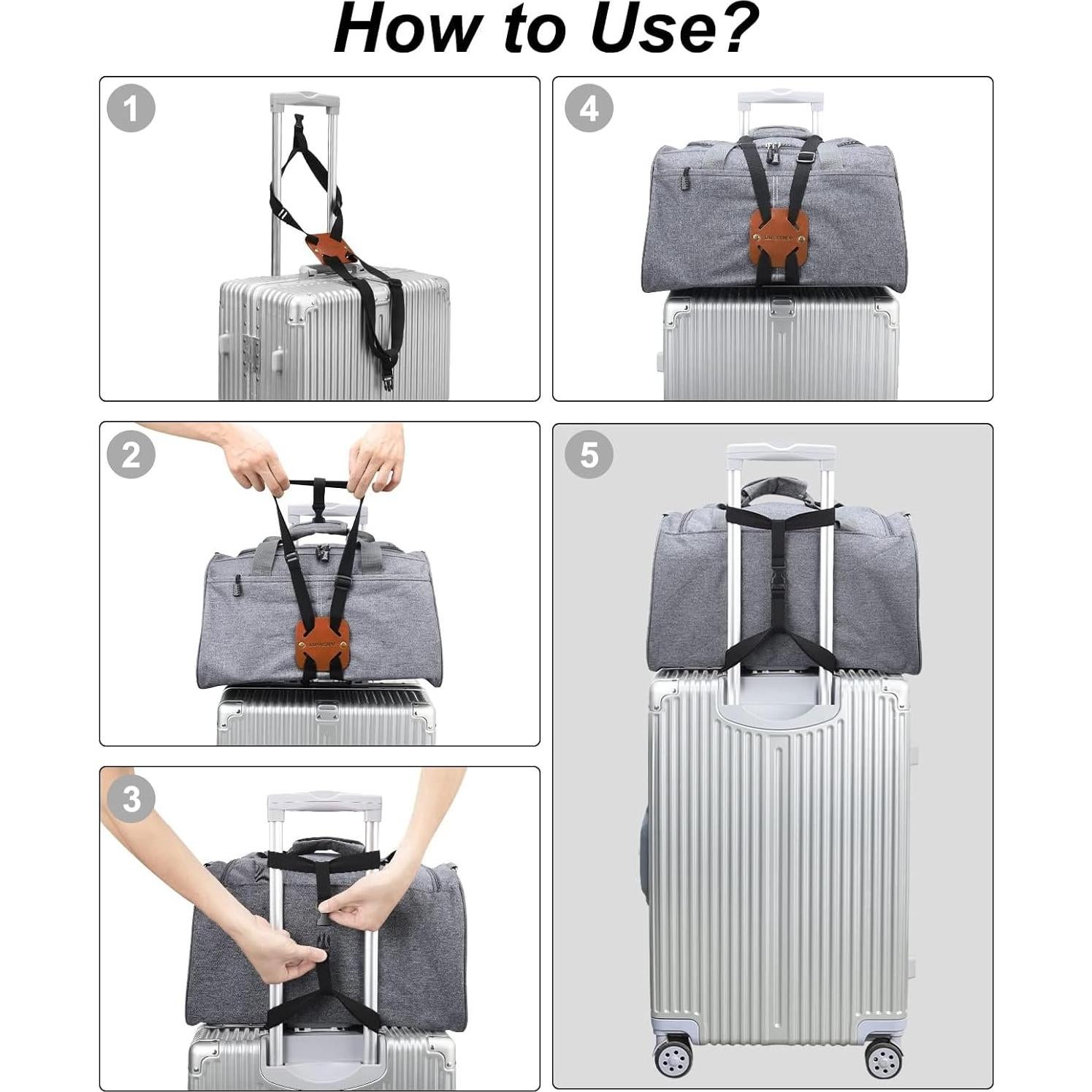 Correas de Equipaje Bungee Lapinchen 2Pack Marrón Ajustables