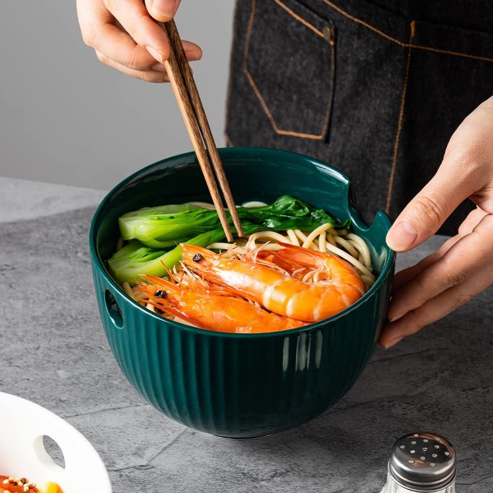 Cuenco de Ramen Cerámica KAMAIDI 800 ML Verde Apto Microondas