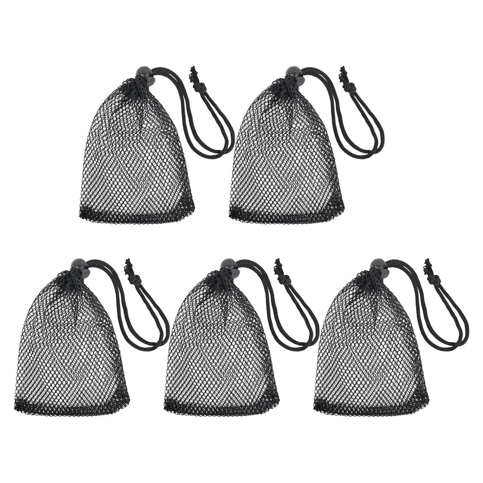 5 Bolsas de Malla Negras con Cierre para Joyería y Viaje 9.9x15cm