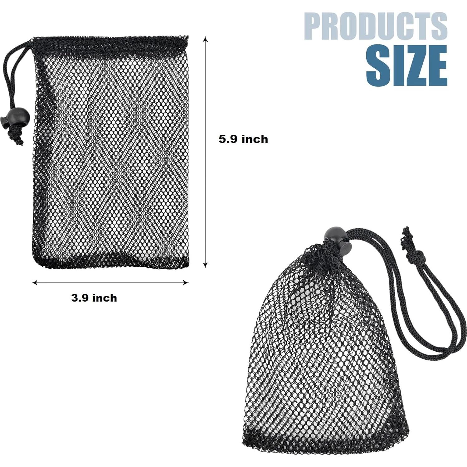 5 Bolsas de Malla Negras con Cierre para Joyería y Viaje 9.9x15cm