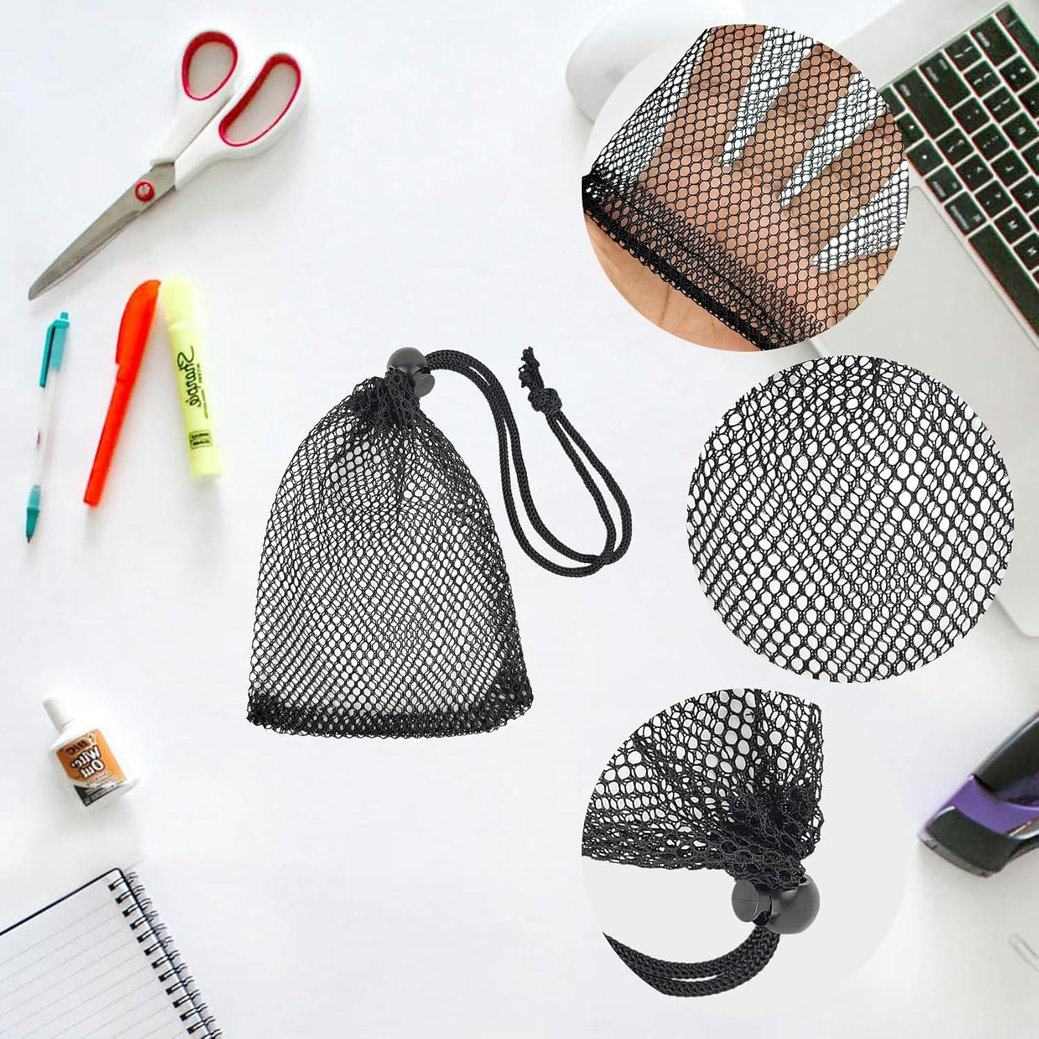 5 Bolsas de Malla Negras con Cierre para Joyería y Viaje 9.9x15cm