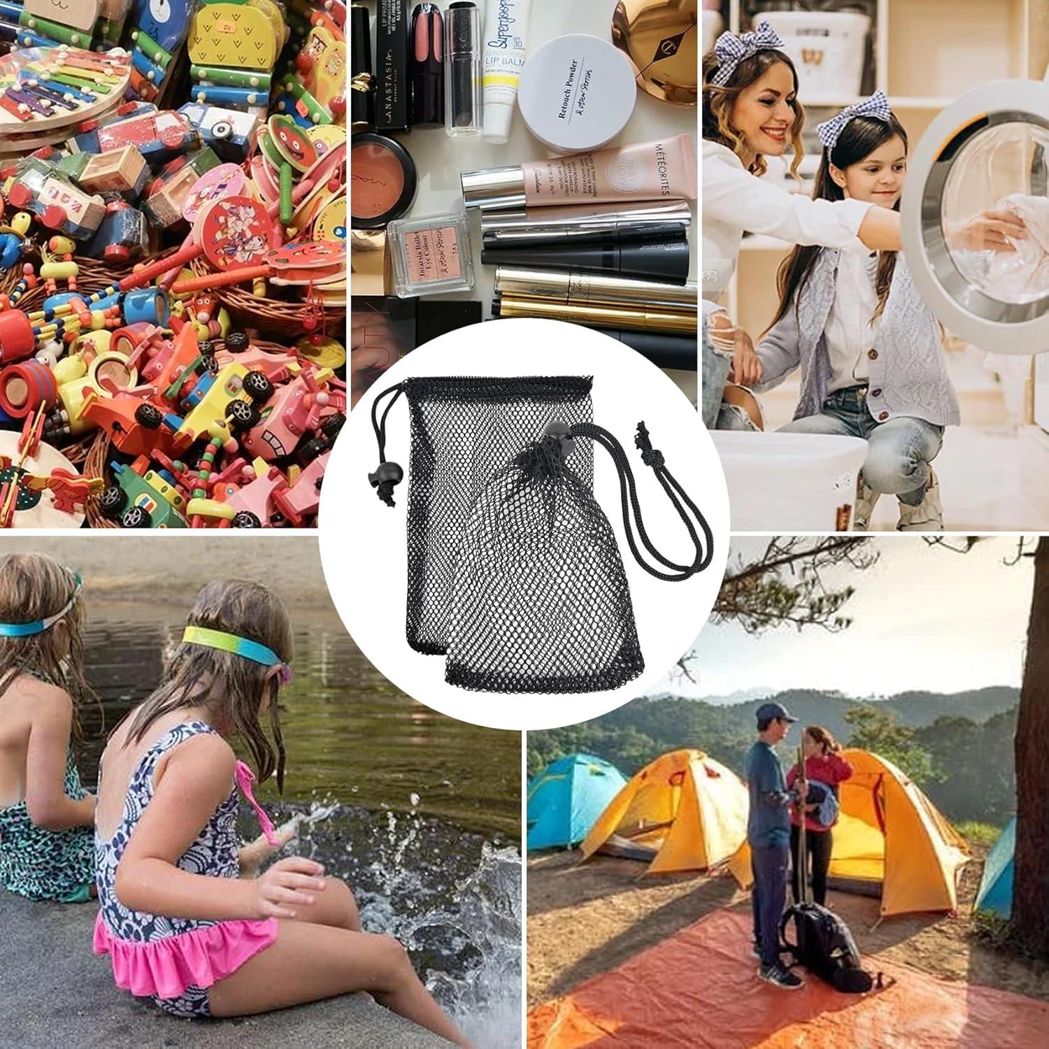 5 Bolsas de Malla Negras con Cierre para Joyería y Viaje 9.9x15cm