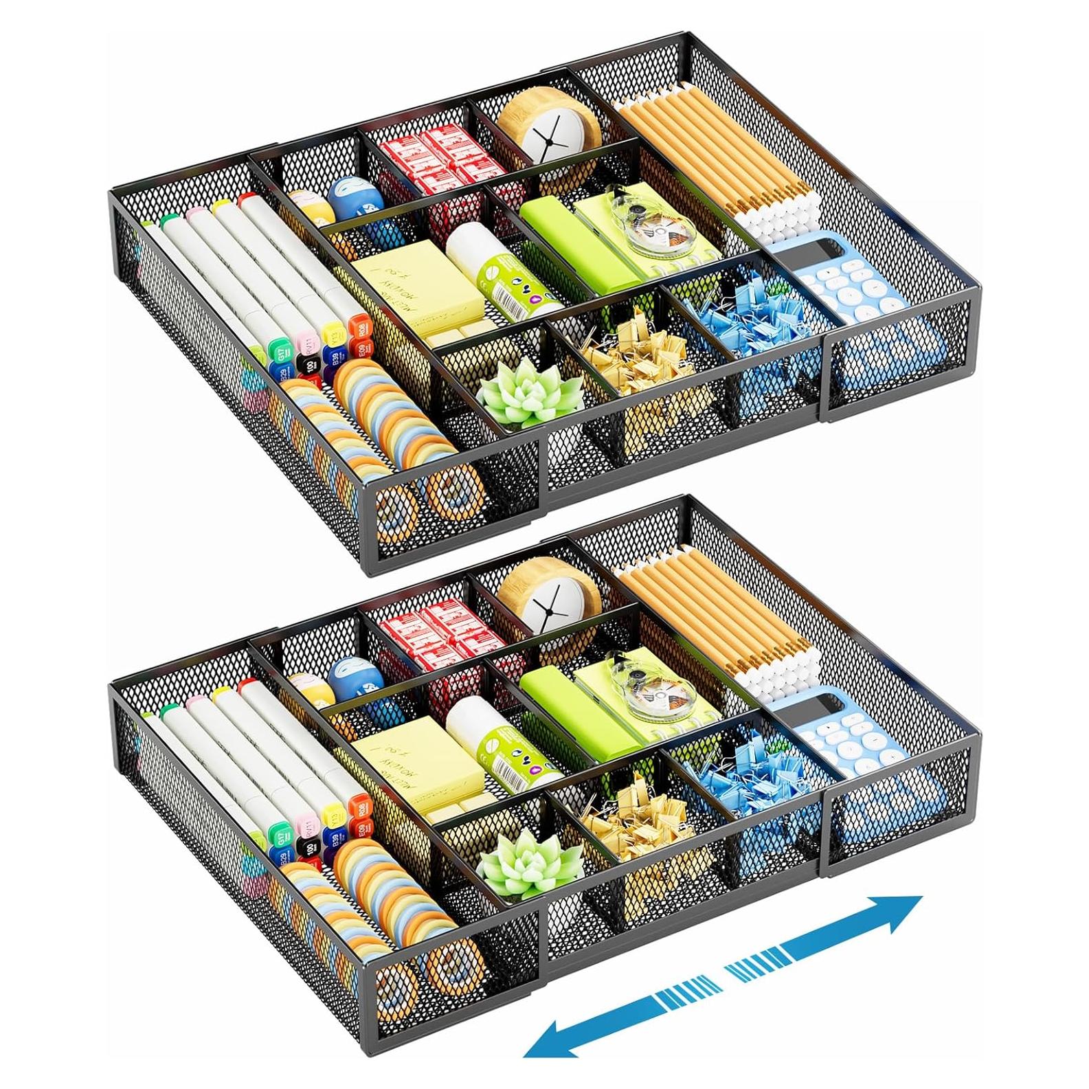 Organizador de Cajón Expandible Marbrasse Negro 2P con 11 Compartimentos