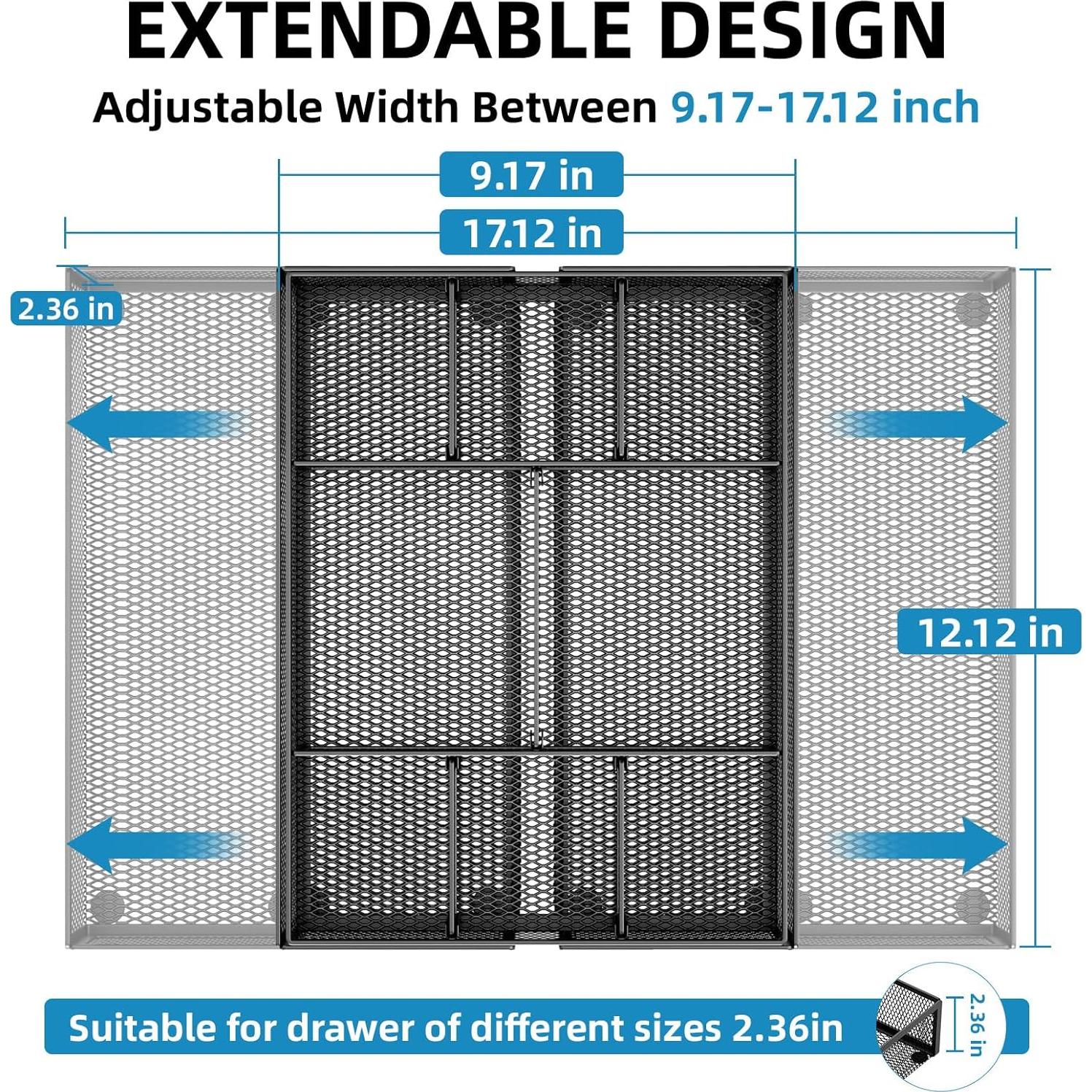 Organizador de Cajón Expandible Marbrasse Negro 2P con 11 Compartimentos