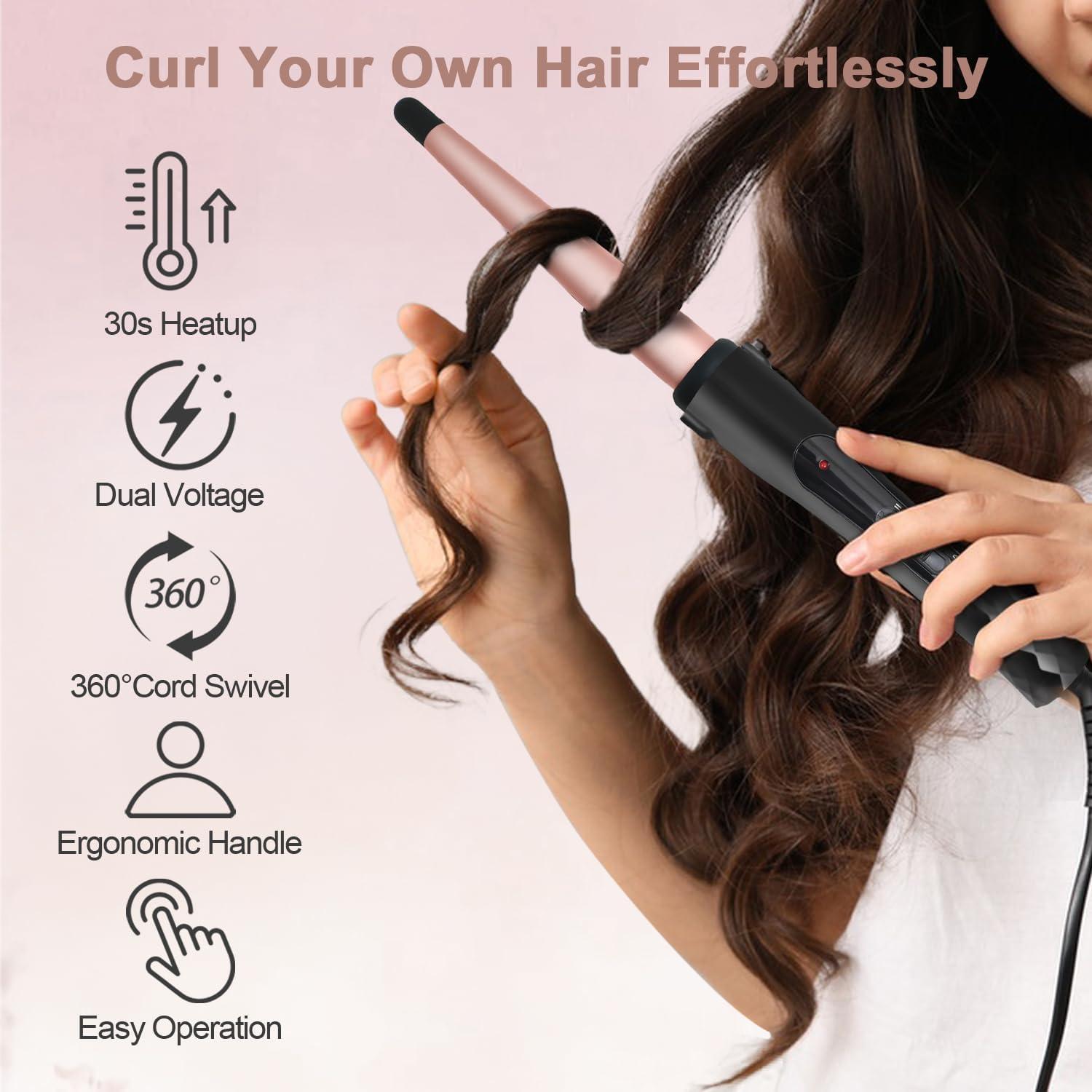 Rizador de Cabello Cerámico Hopopower Rosa 1-2 Pulgadas