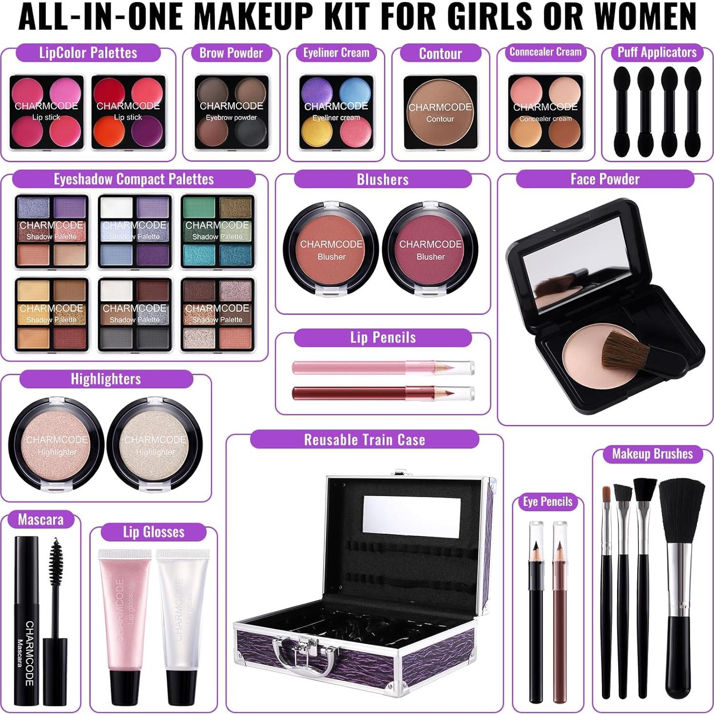 Kit de Maquillaje CHARMCODE Púrpura para Chicas y Mujeres