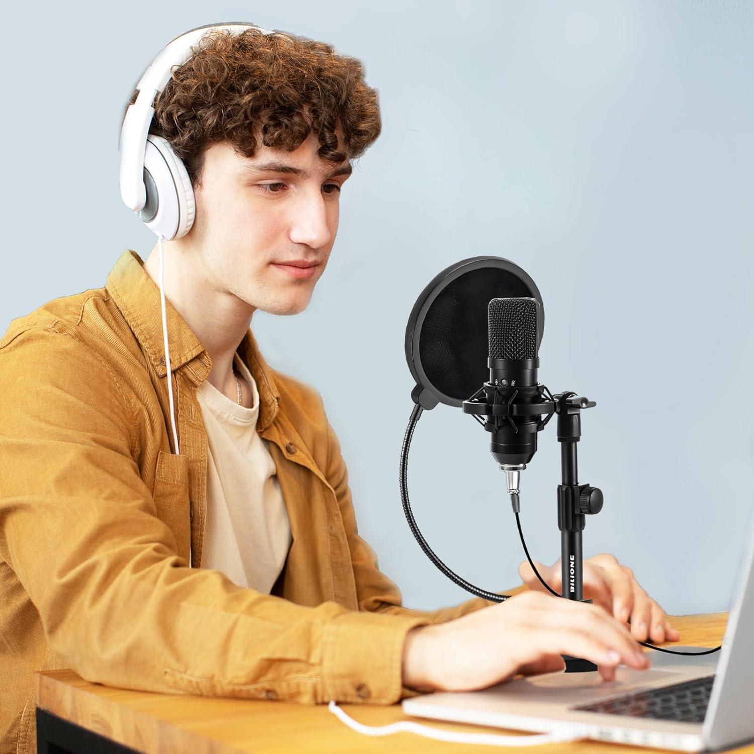 Soporte de Micrófono BILIONE BL-001 Ajustable con Filtro Antipop