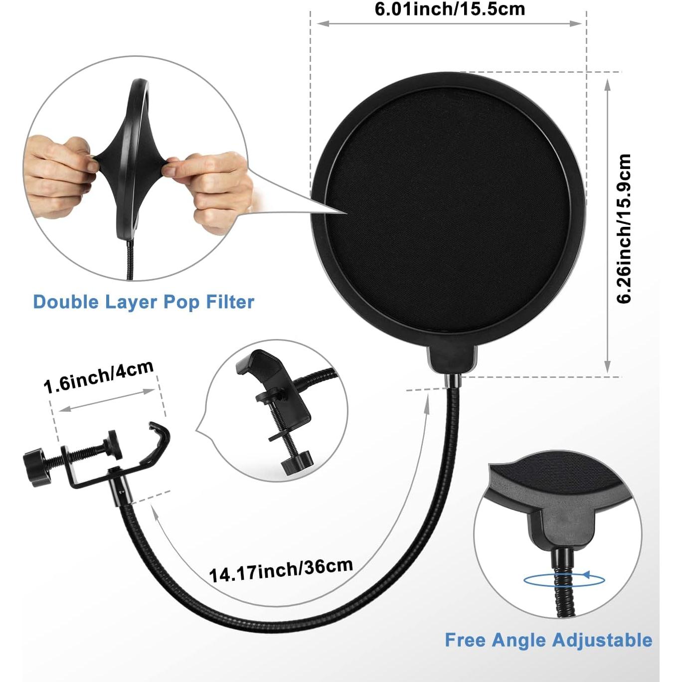 Soporte de Micrófono BILIONE BL-001 Ajustable con Filtro Antipop