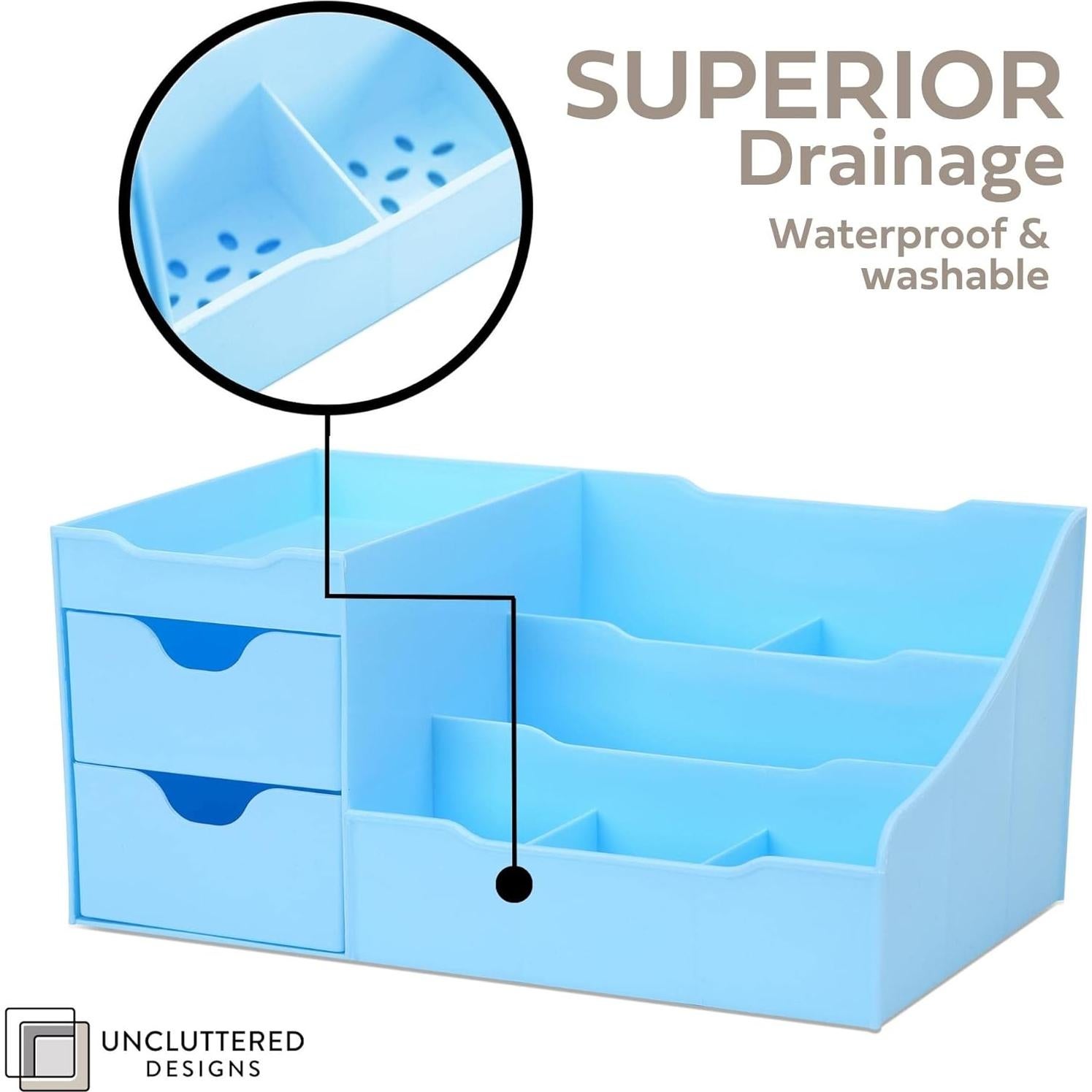 Organizador de Maquillaje Diseño Despejados Azul 28.5x18cm