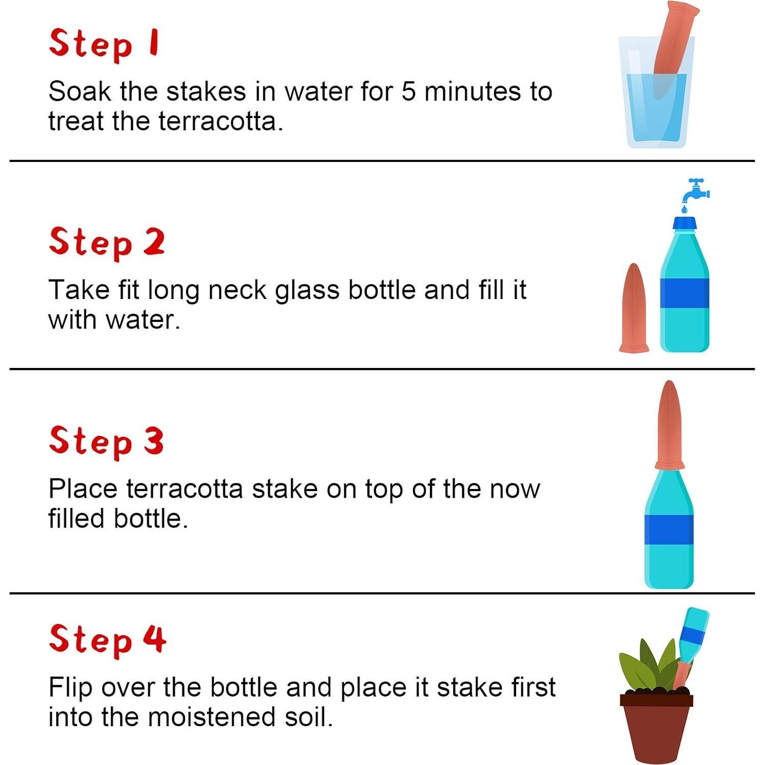 Estacas de Riego Jovitec 6 Piezas Terracota Auto Riego