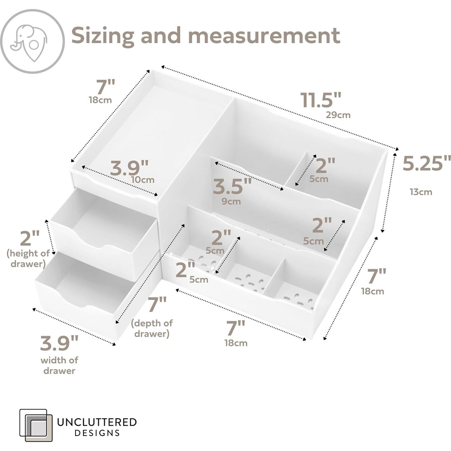 Organizador de Maquillaje Grande Uncluttered Designs Blanco