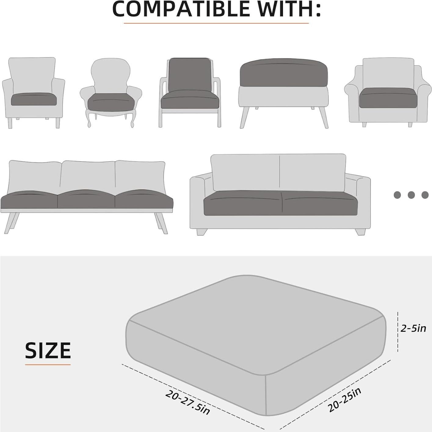 Fundas de Cojines de Sofá YISUN 2 Piezas Impermeables 61cm