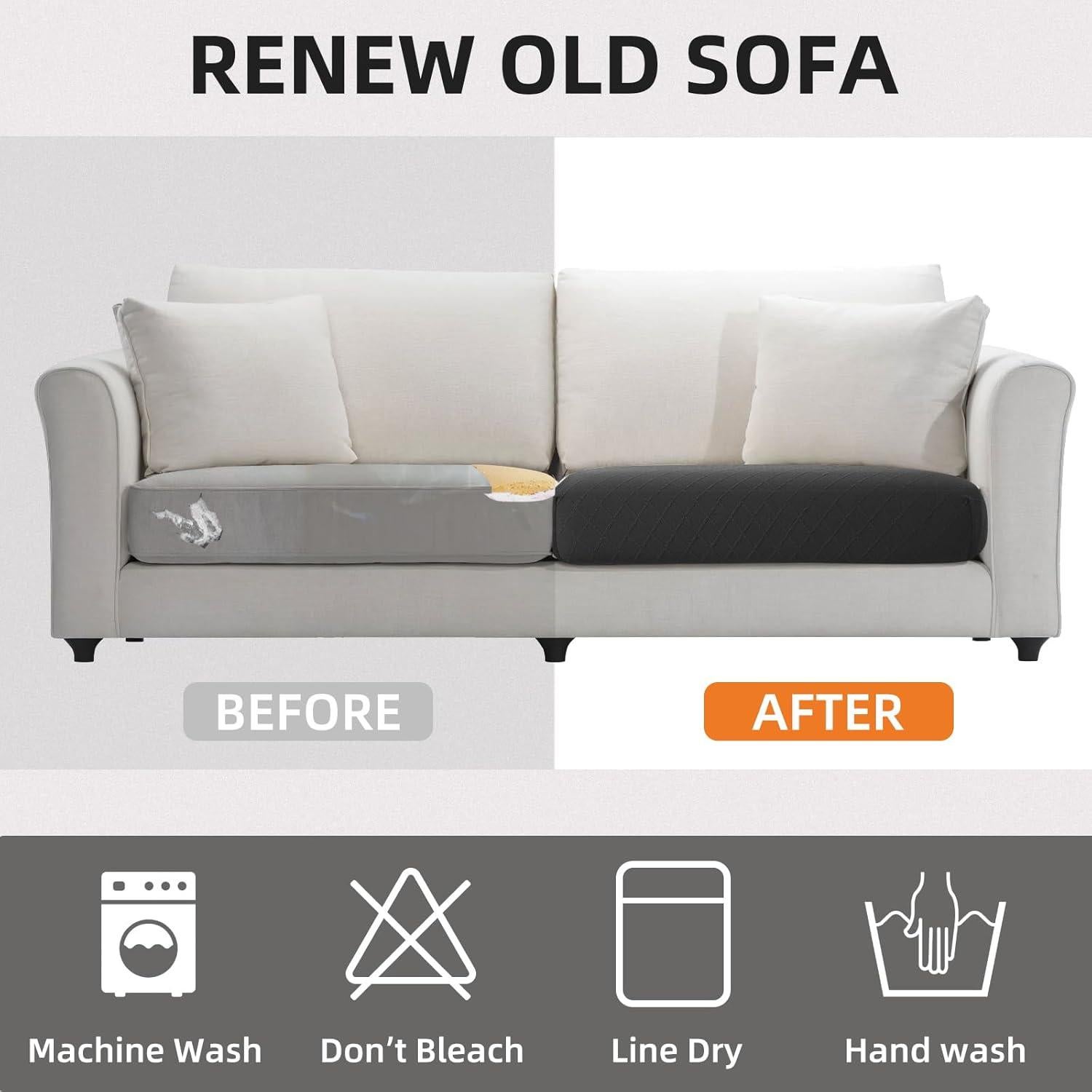 Fundas de Cojines de Sofá YISUN 2 Piezas Impermeables 61cm