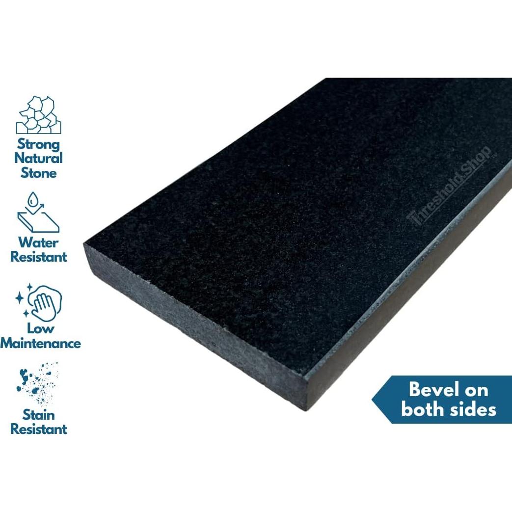 Umbral de Granito Negro Pulido 10.16x91.44 cm Threshold.Shop