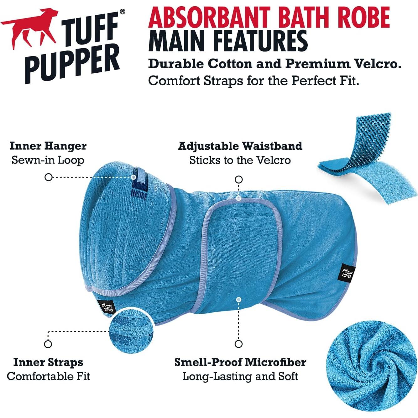 Bata de Baño para Perros Tuff Pupper L Azul Secado Rápido