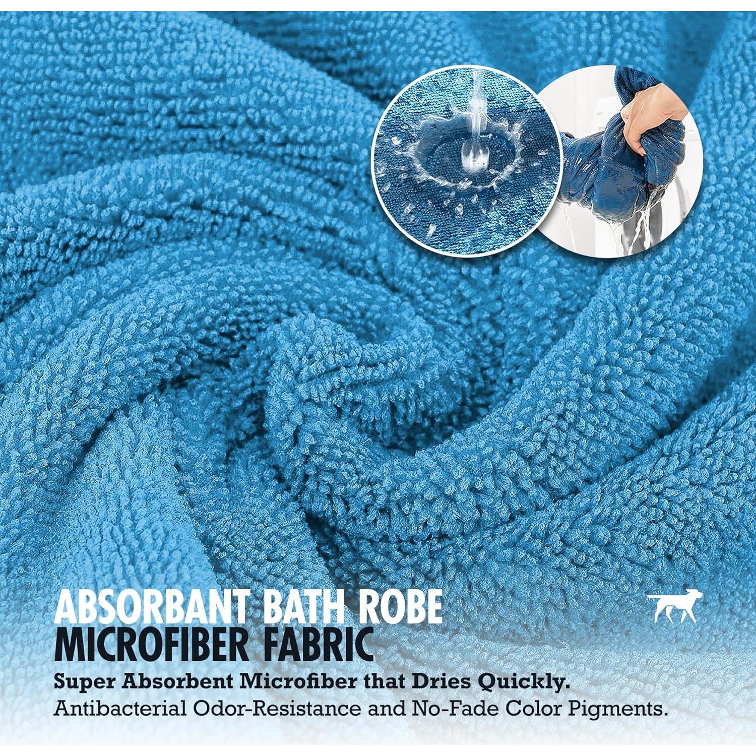 Bata de Baño para Perros Tuff Pupper L Azul Secado Rápido